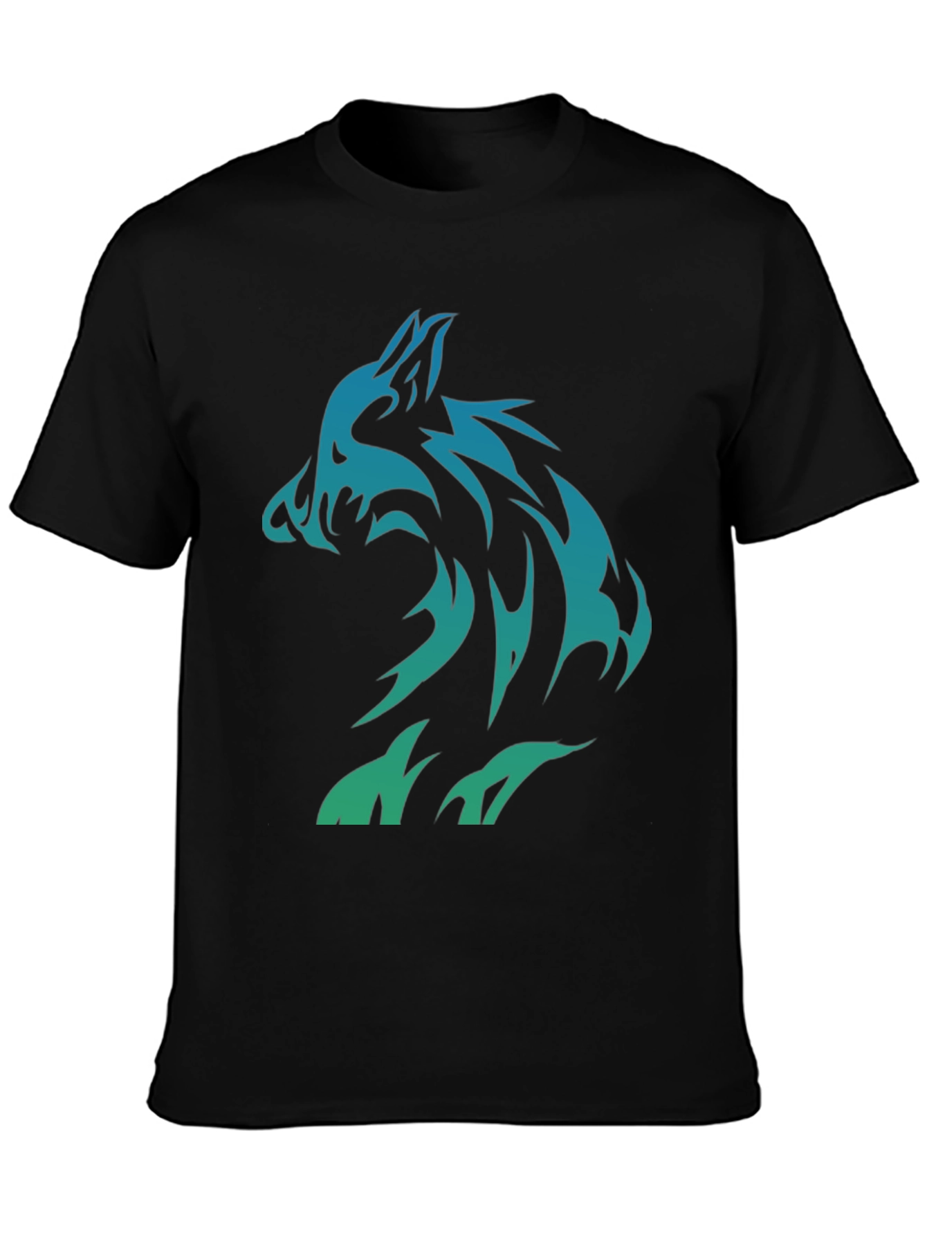 Tribal Wolf Graphic Tee - Mens Black T-Shirt