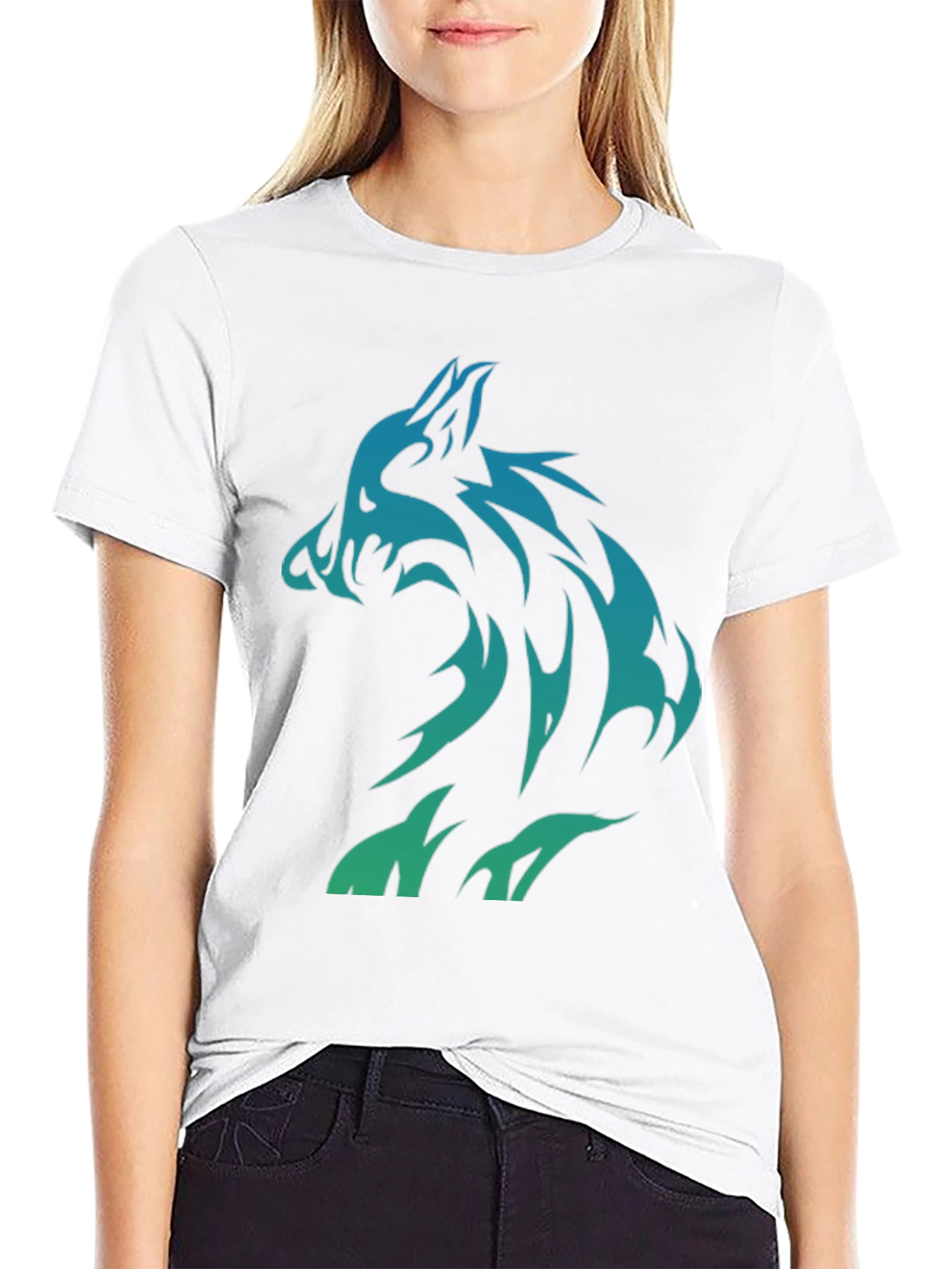 Tribal Wolf Graphic Tee - Mens Black T-Shirt