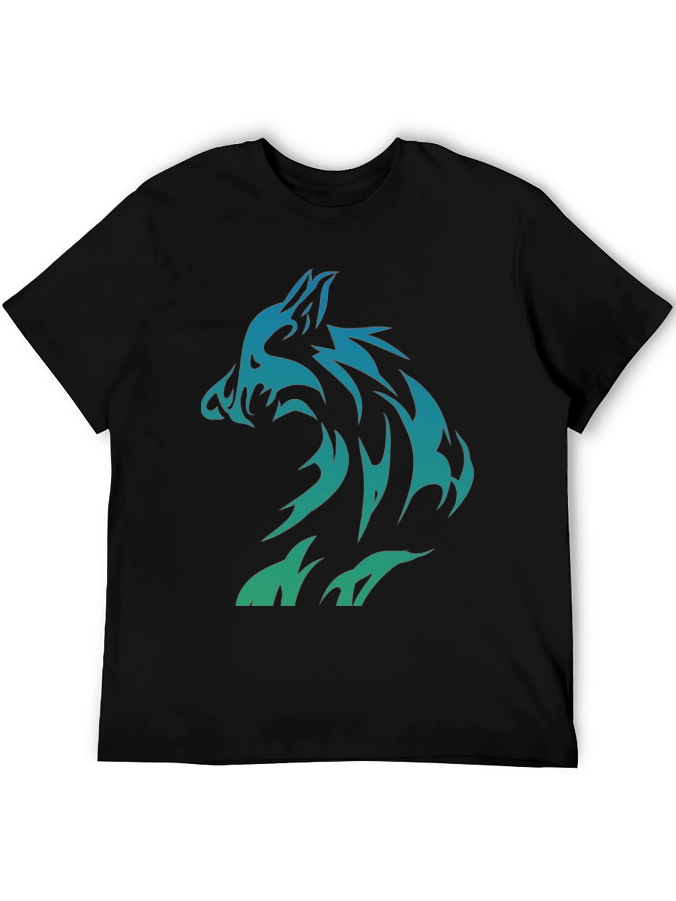 Tribal Wolf Graphic Tee - Mens Black T-Shirt