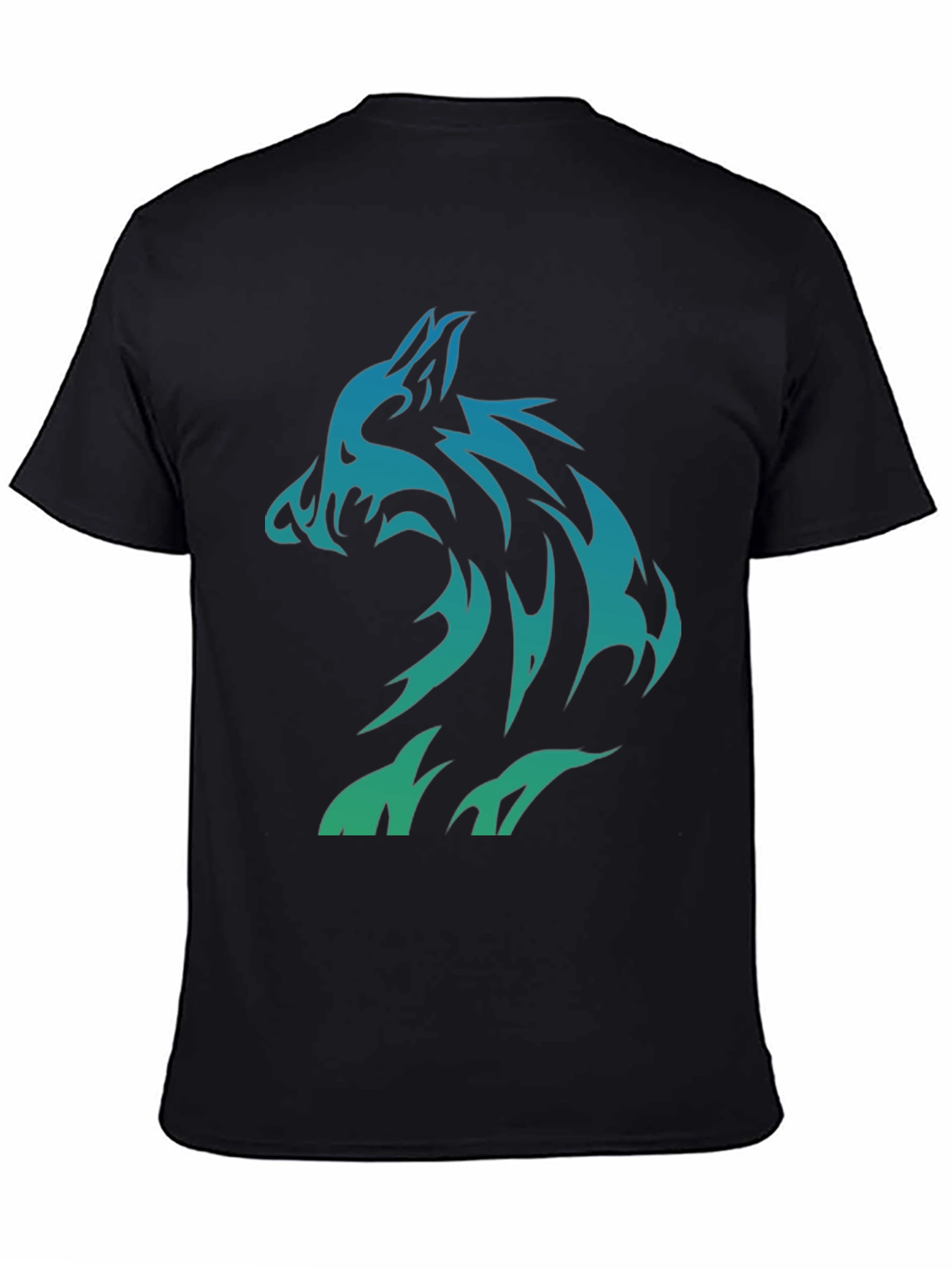 Tribal Wolf Graphic Tee - Mens Black T-Shirt