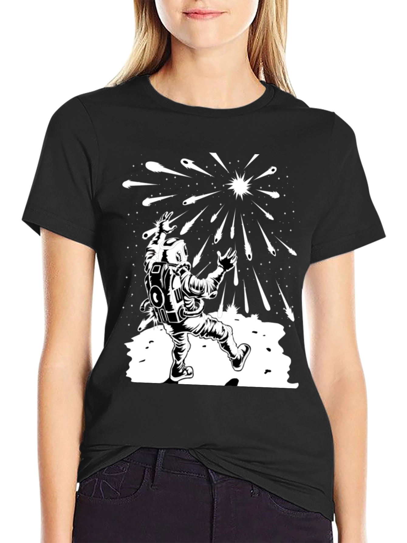Astronaut Meteor Shower Graphic Tee