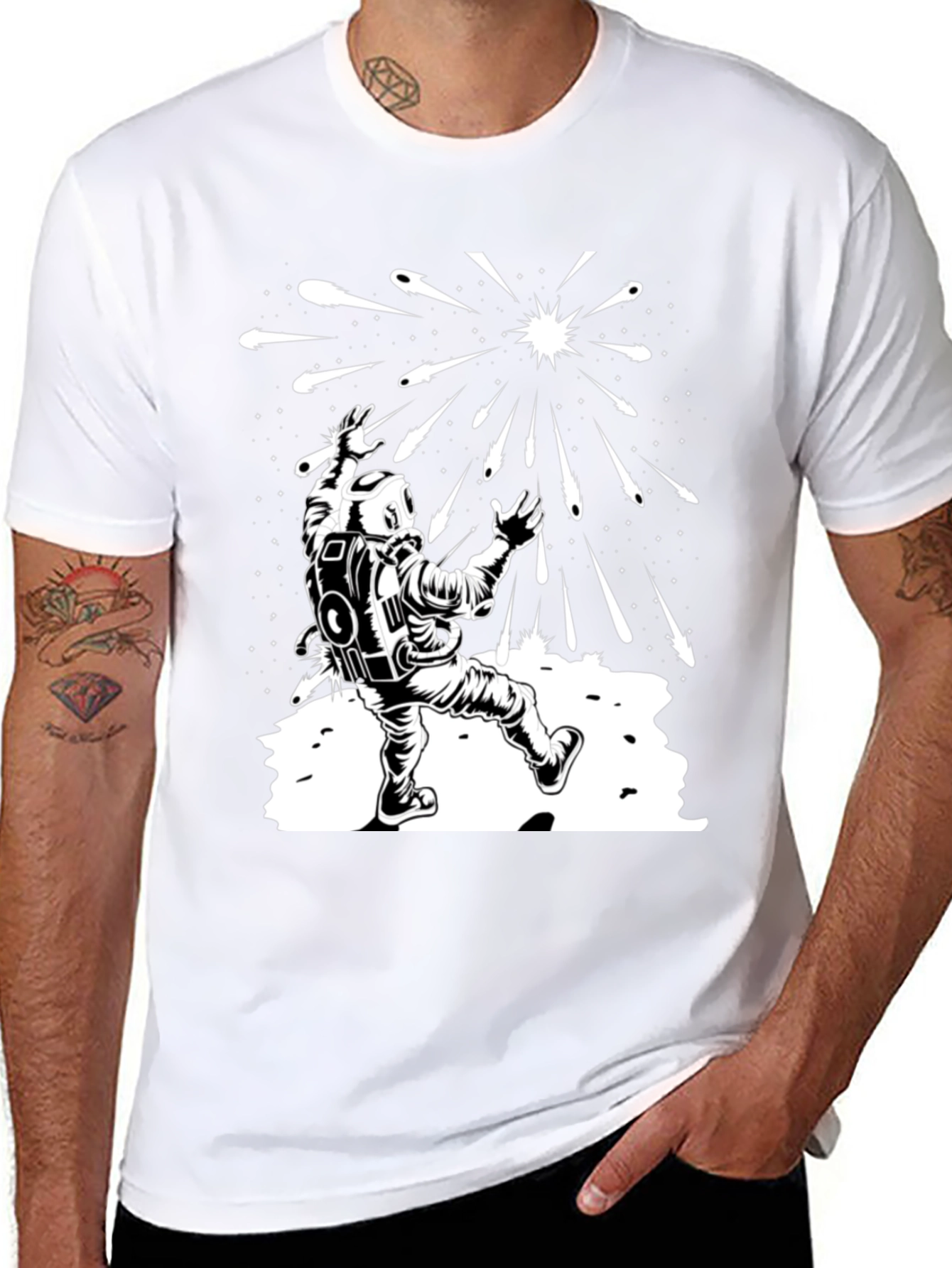 Astronaut Meteor Shower Graphic Tee