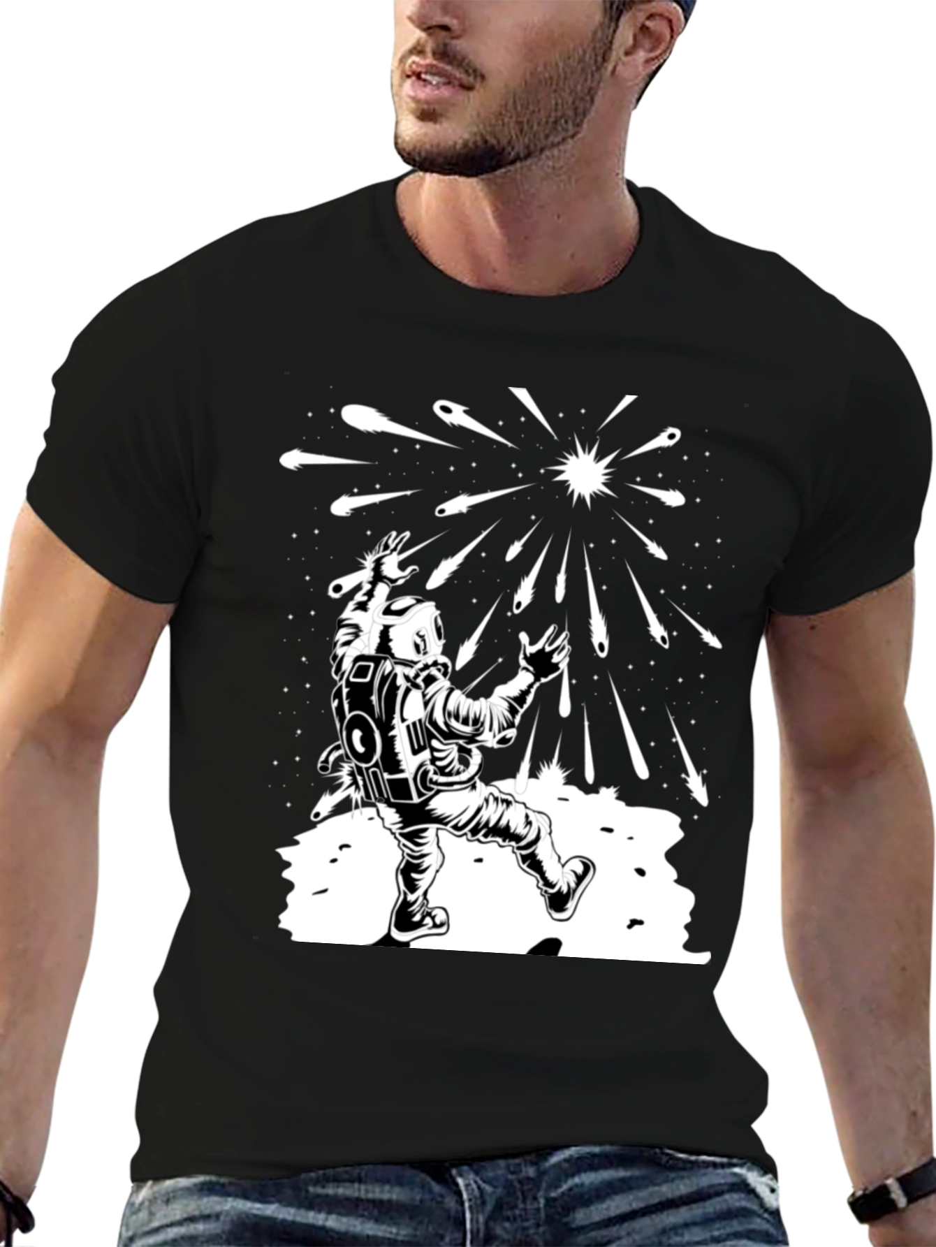 Astronaut Meteor Shower Graphic Tee