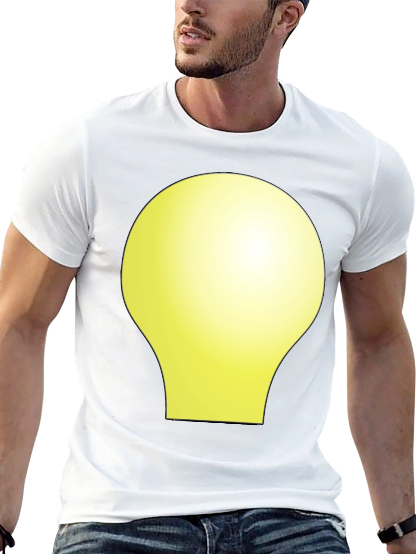 Black Tee with Abstract Yellow Shape
