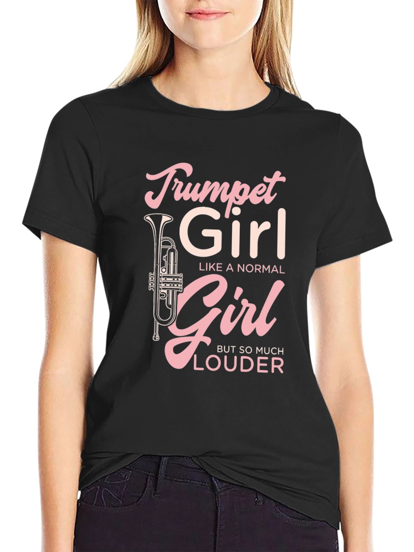 Trumpet Girl Graphic Tee - Musical Instrument Lover