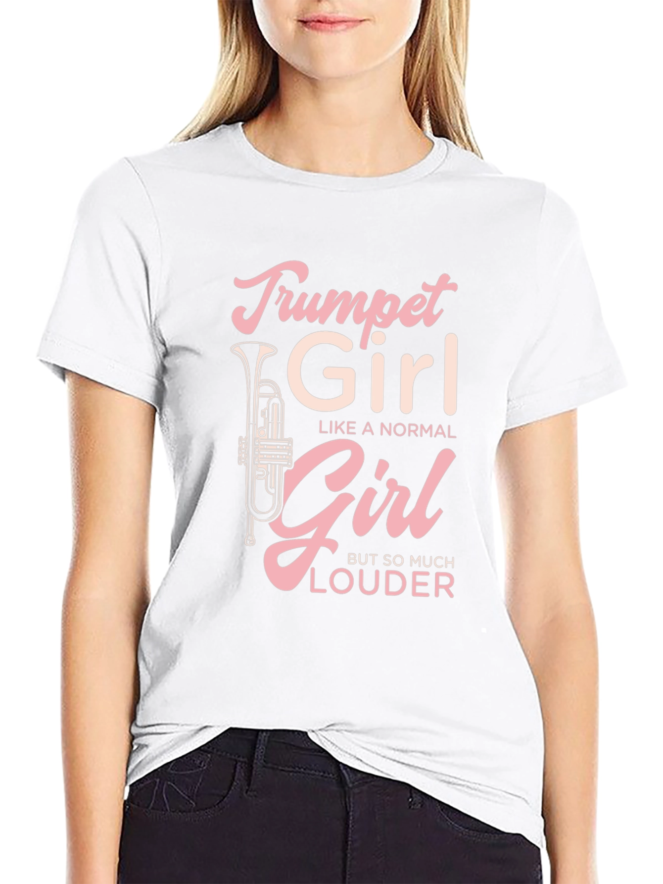Trumpet Girl Graphic Tee - Musical Instrument Lover