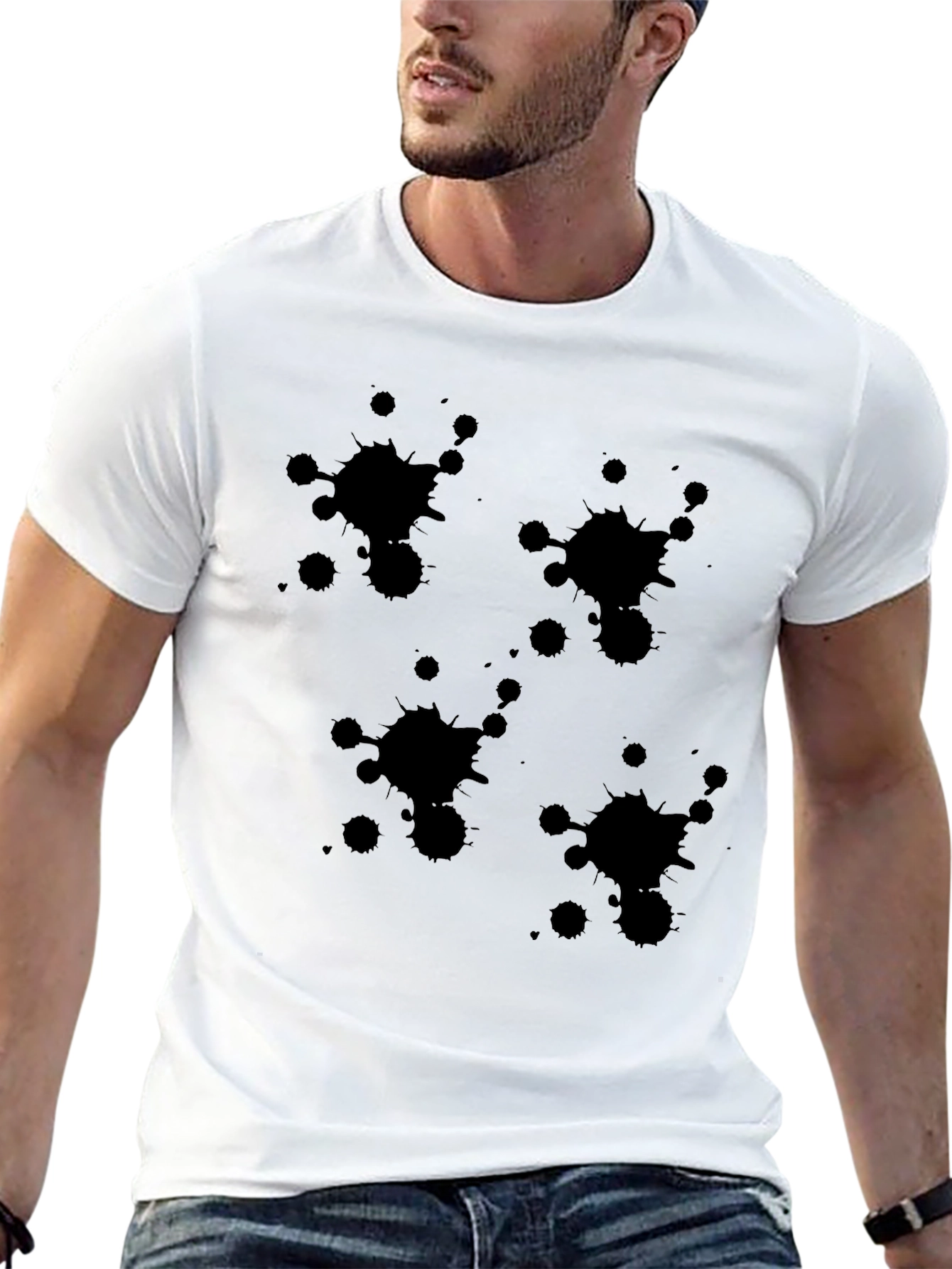Black T-Shirt with Abstract Splatter Design