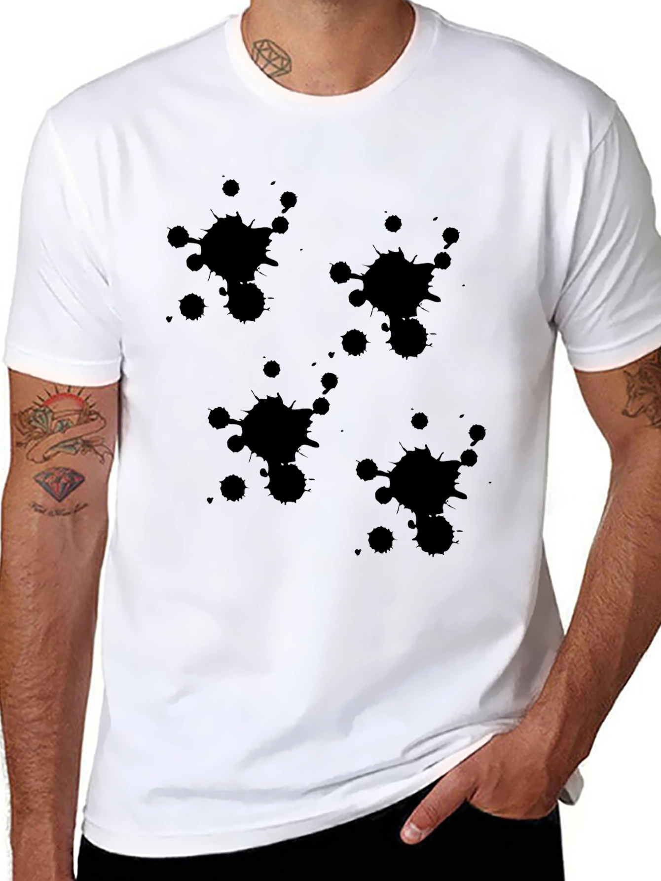 Black T-Shirt with Abstract Splatter Design