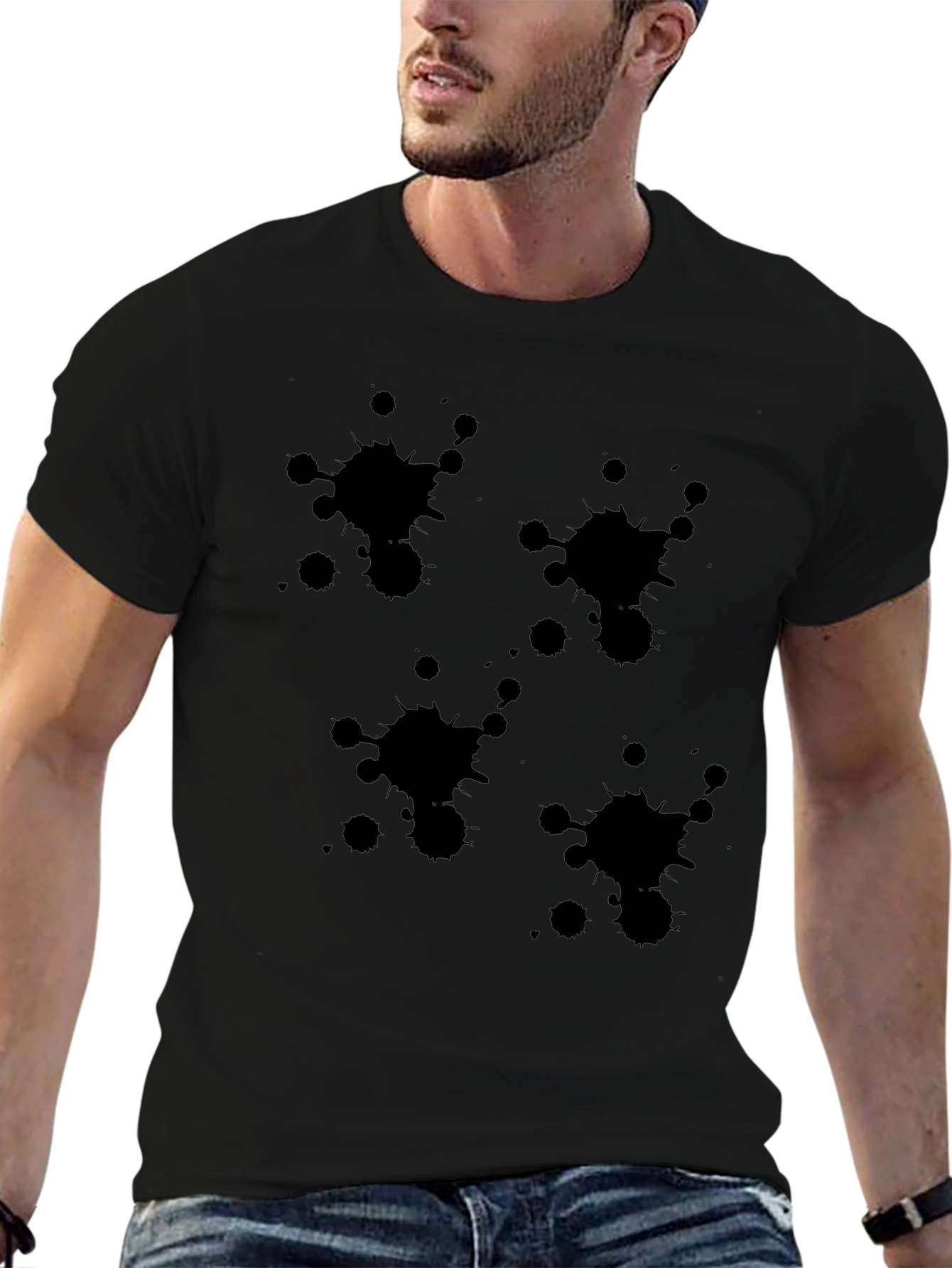 Black T-Shirt with Abstract Splatter Design