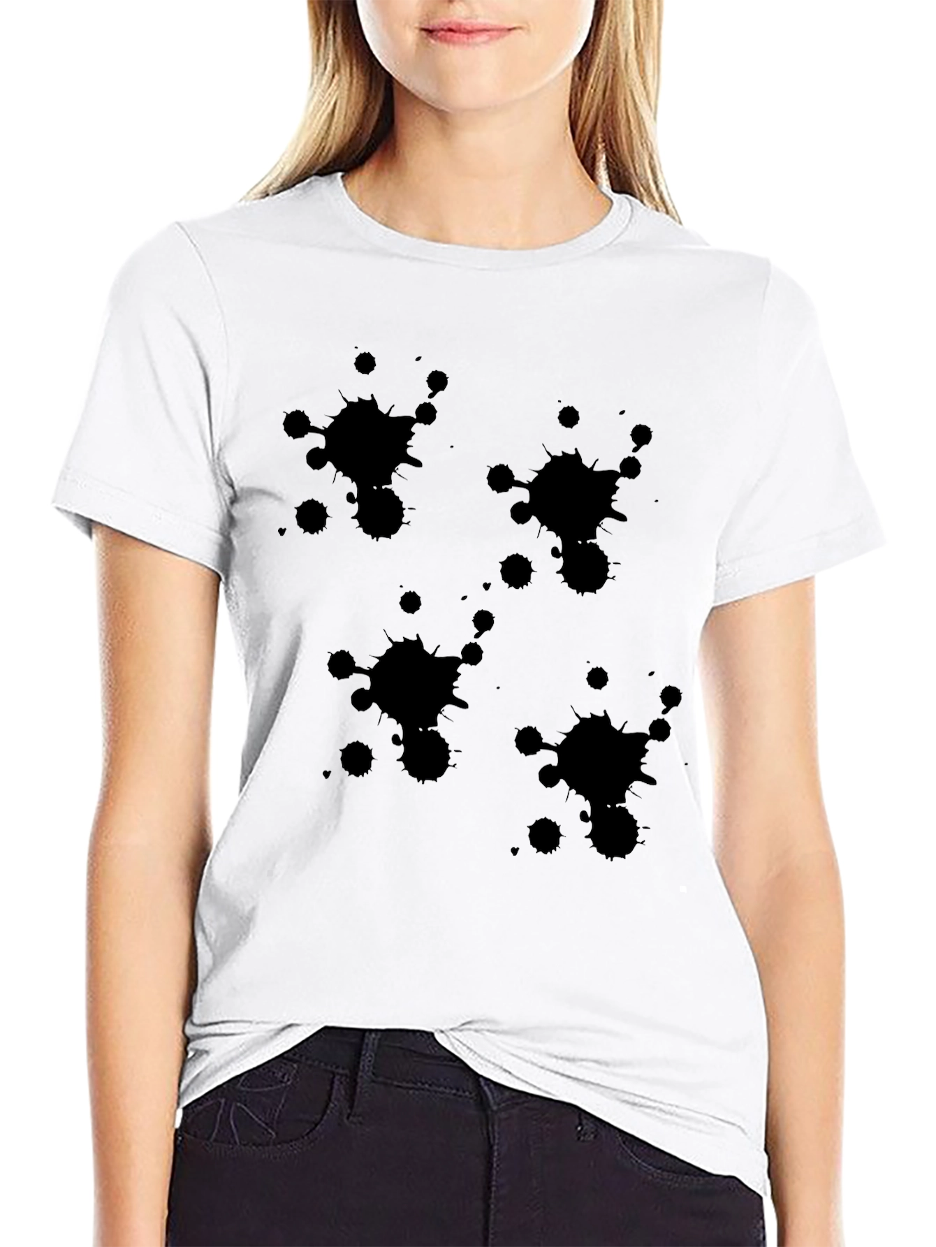 Black T-Shirt with Abstract Splatter Design