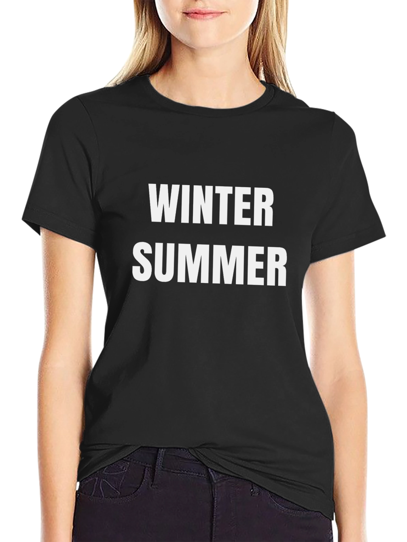 Winter Summer Graphic Tee - Black Cotton T-Shirt