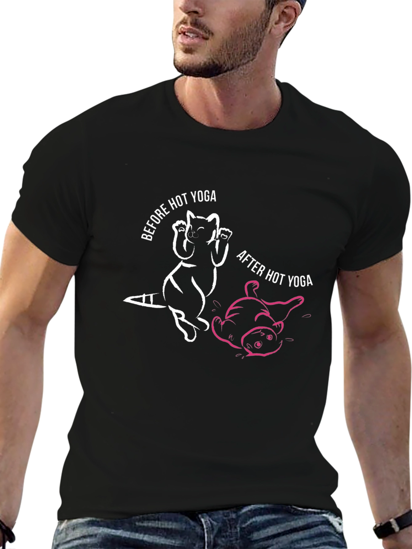 Hot Yoga Raccoon Graphic Tee - Black