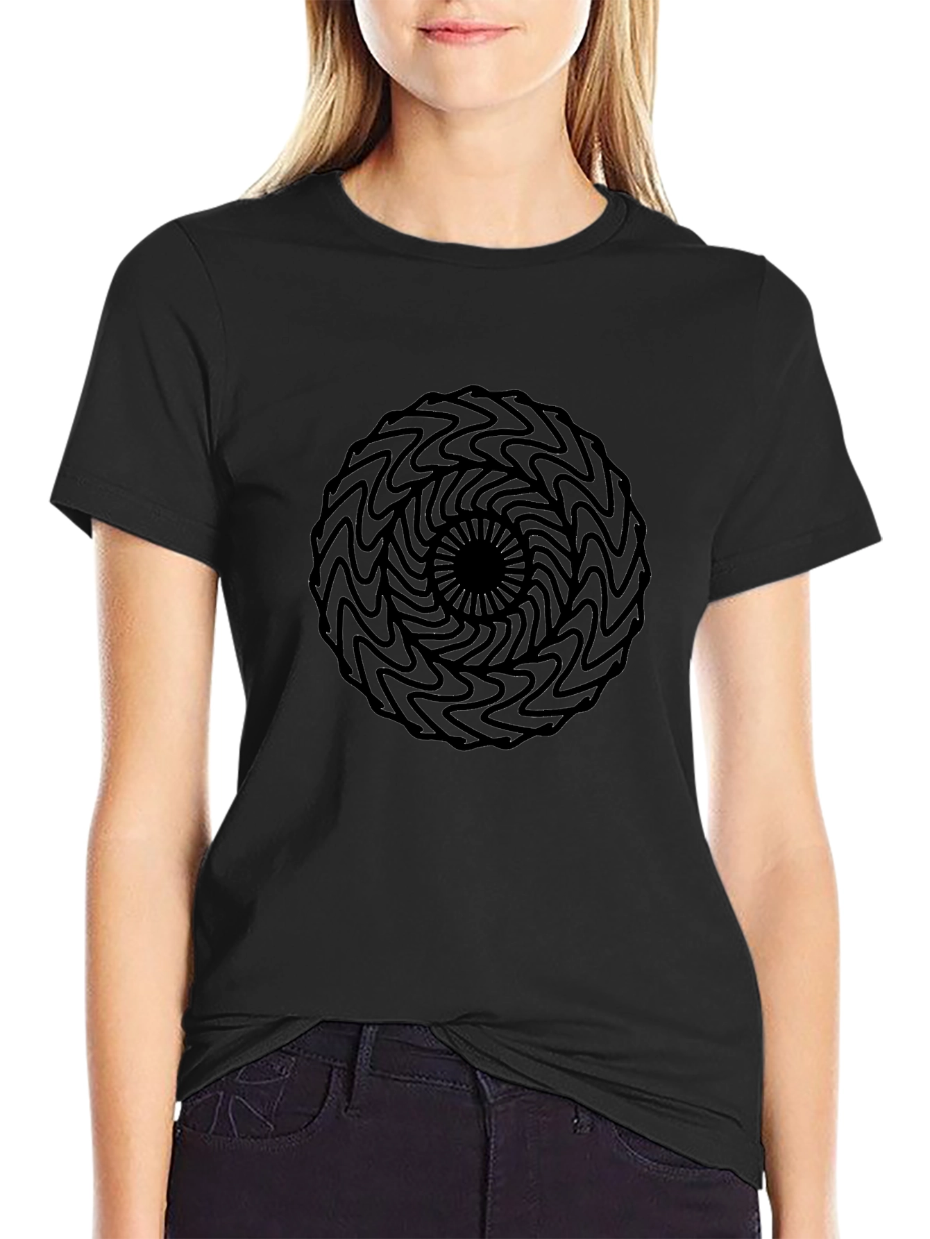Mens Black Tee with Abstract Circle Design