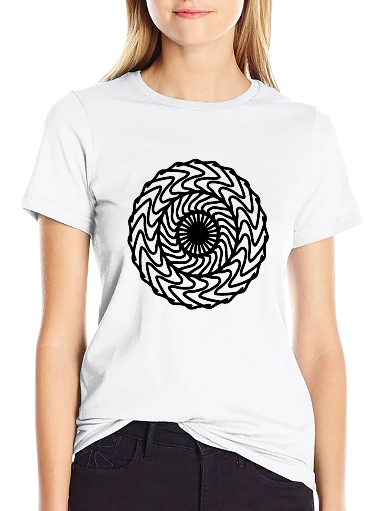 Mens Black Tee with Abstract Circle Design