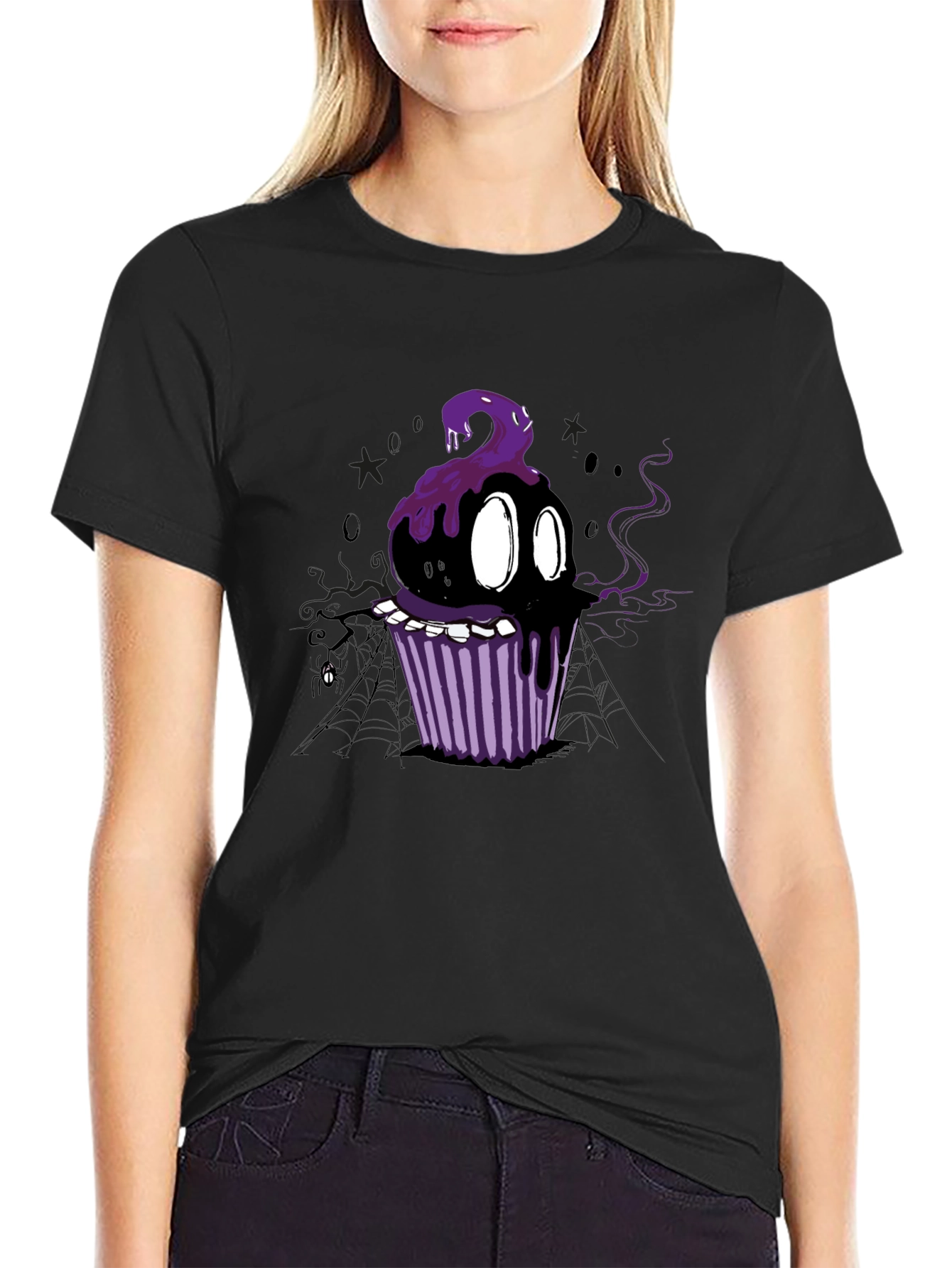 Spooky Cupcake Graphic Tee - Halloween Style