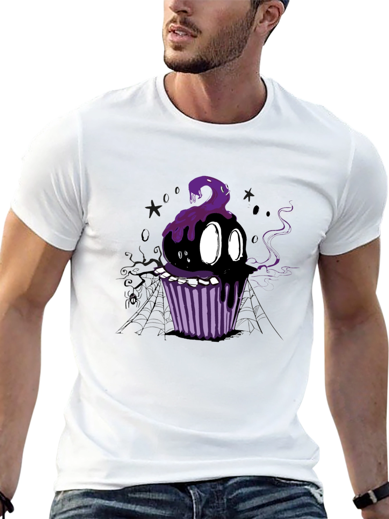 Spooky Cupcake Graphic Tee - Halloween Style