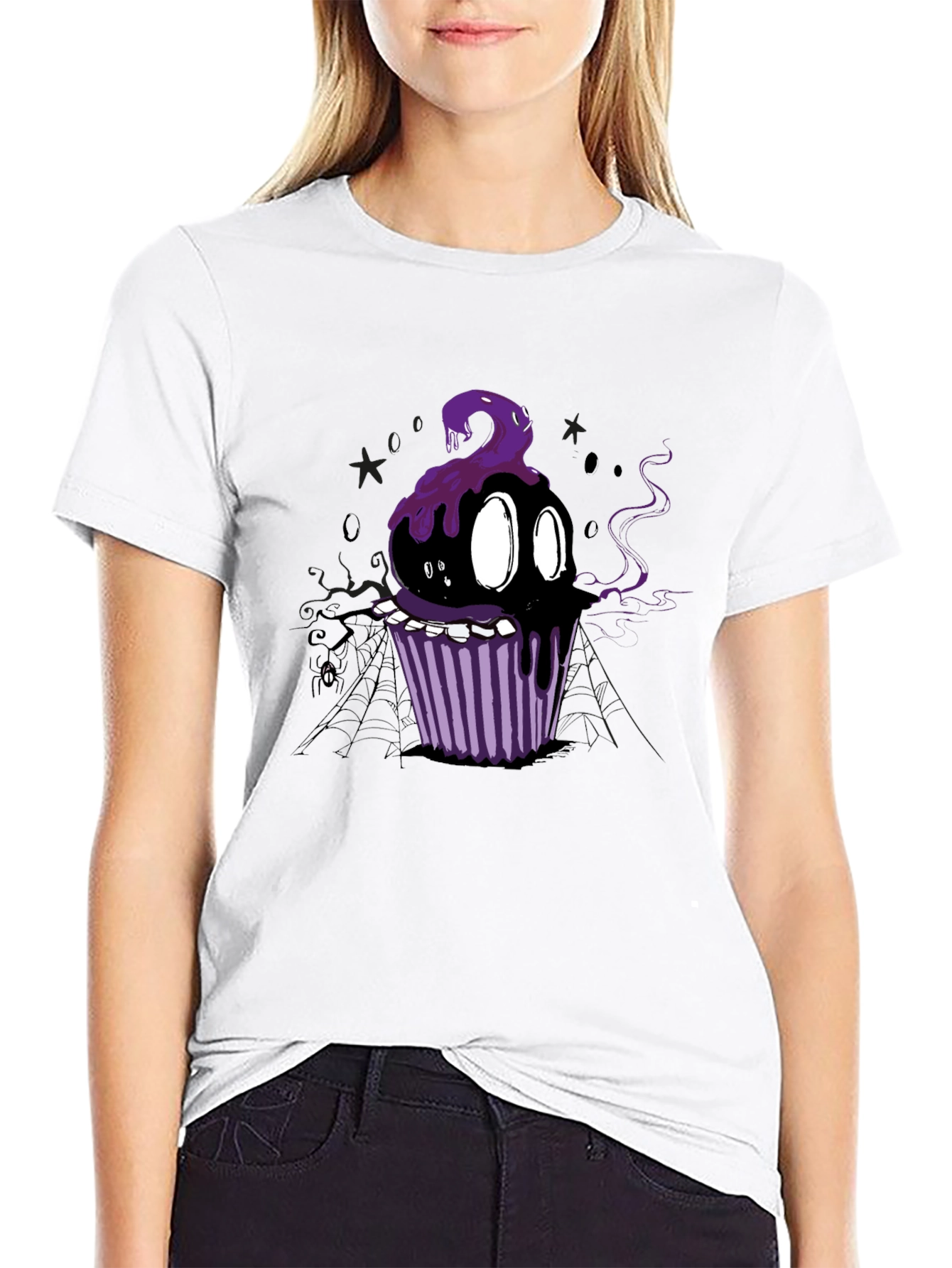 Spooky Cupcake Graphic Tee - Halloween Style