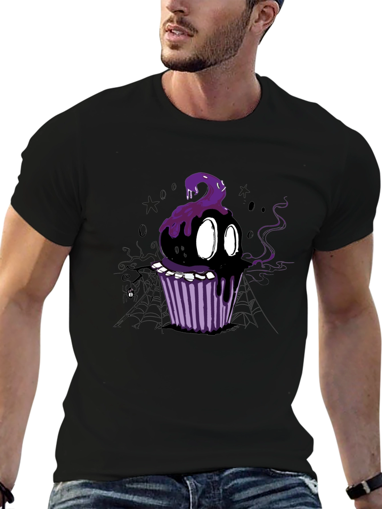Spooky Cupcake Graphic Tee - Halloween Style