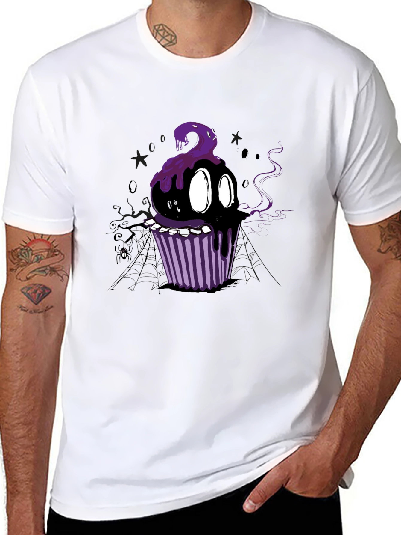 Spooky Cupcake Graphic Tee - Halloween Style