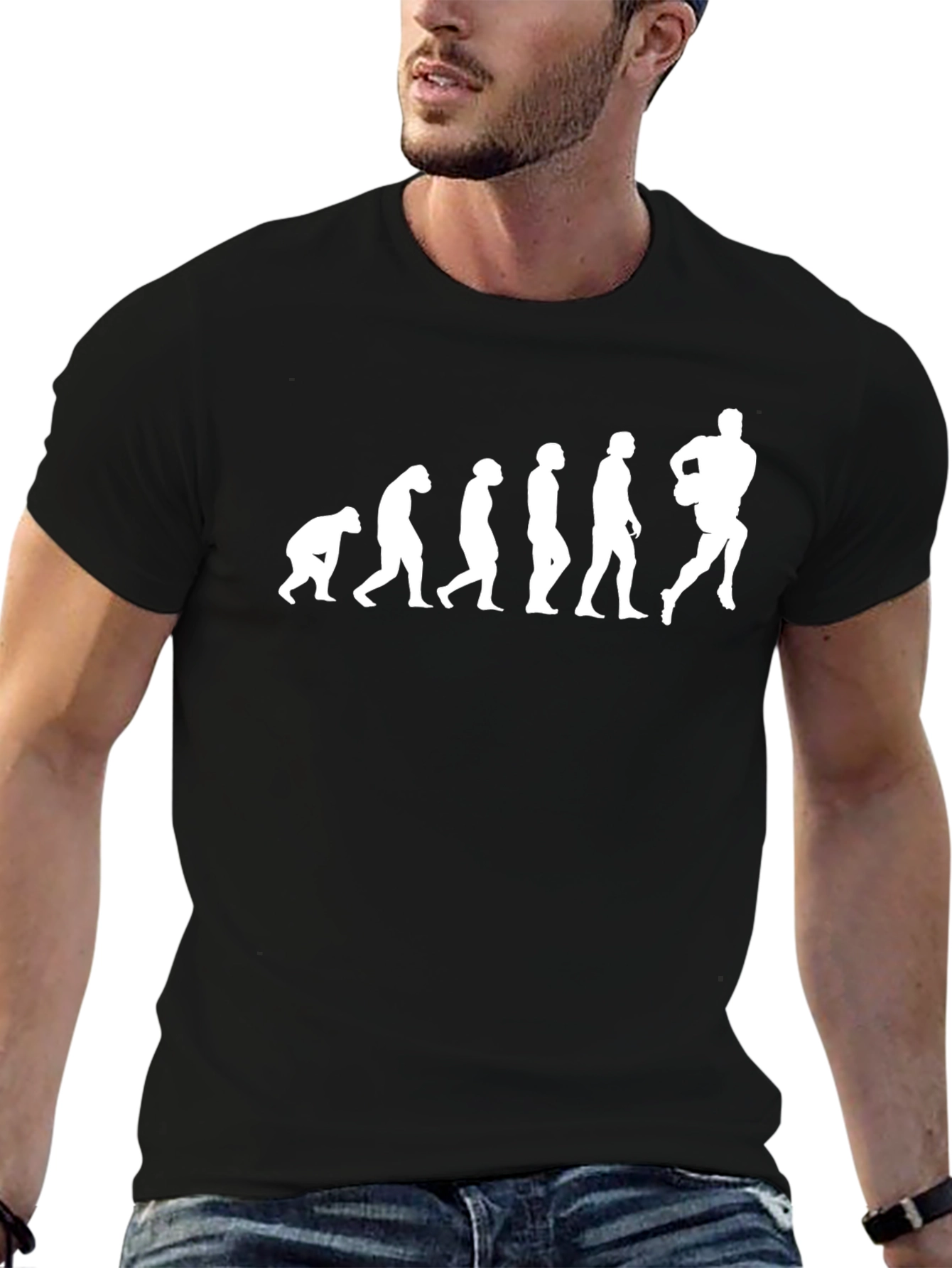 Evolution of Football Black Graphic T-Shirt