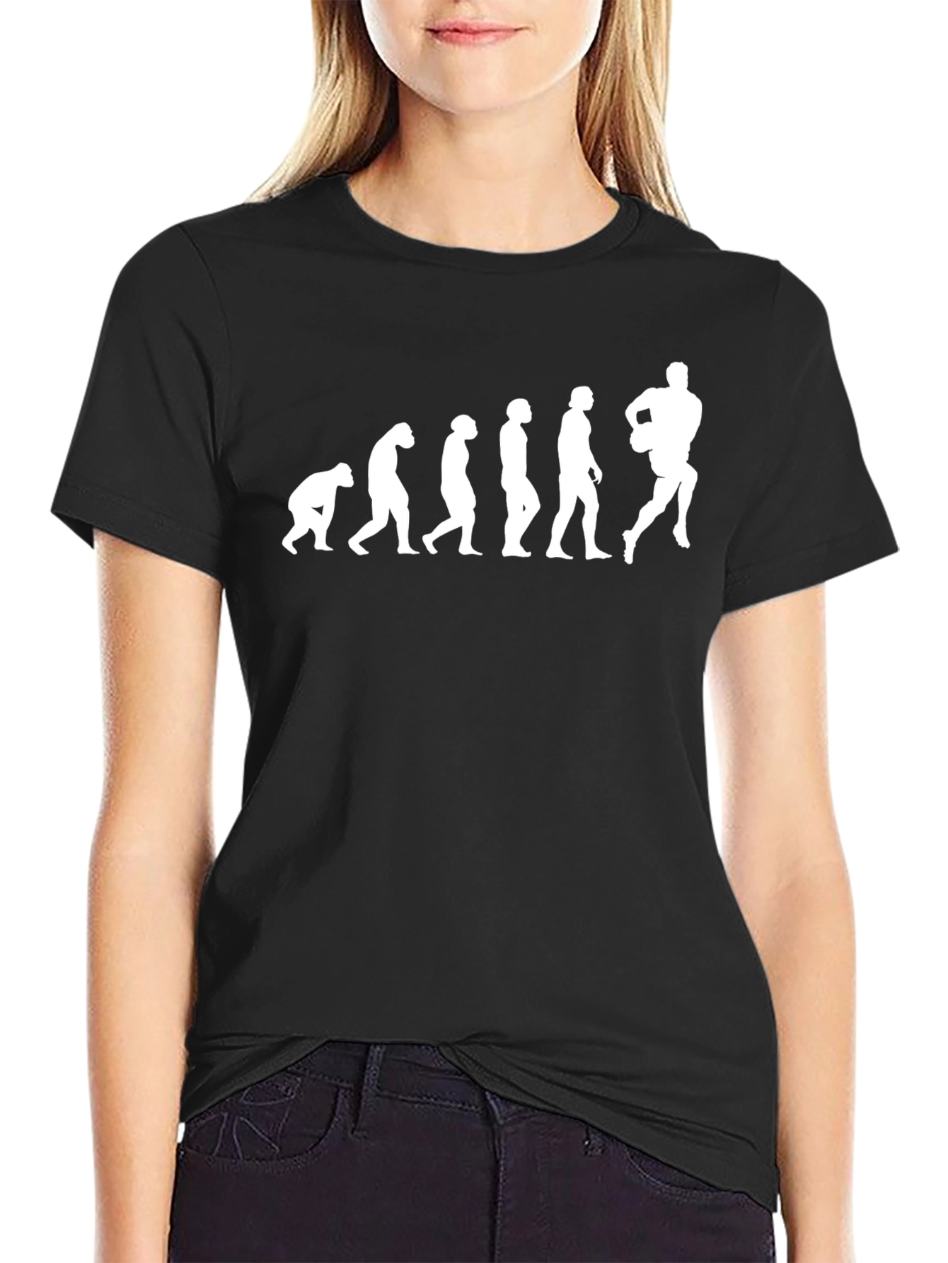 Evolution of Football Black Graphic T-Shirt