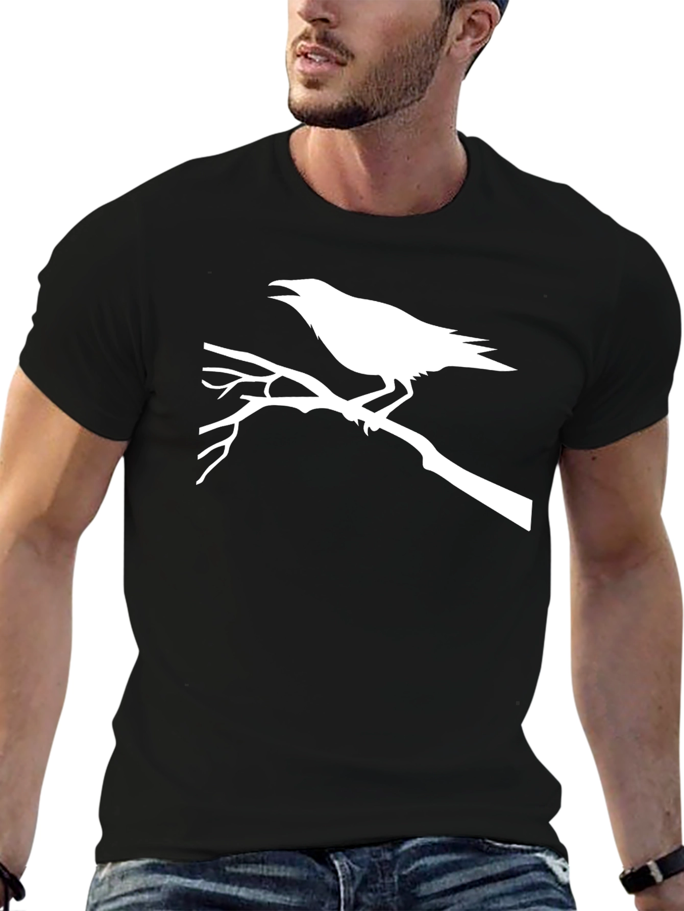 Raven Branch Graphic Tee - Black Casual T-Shirt