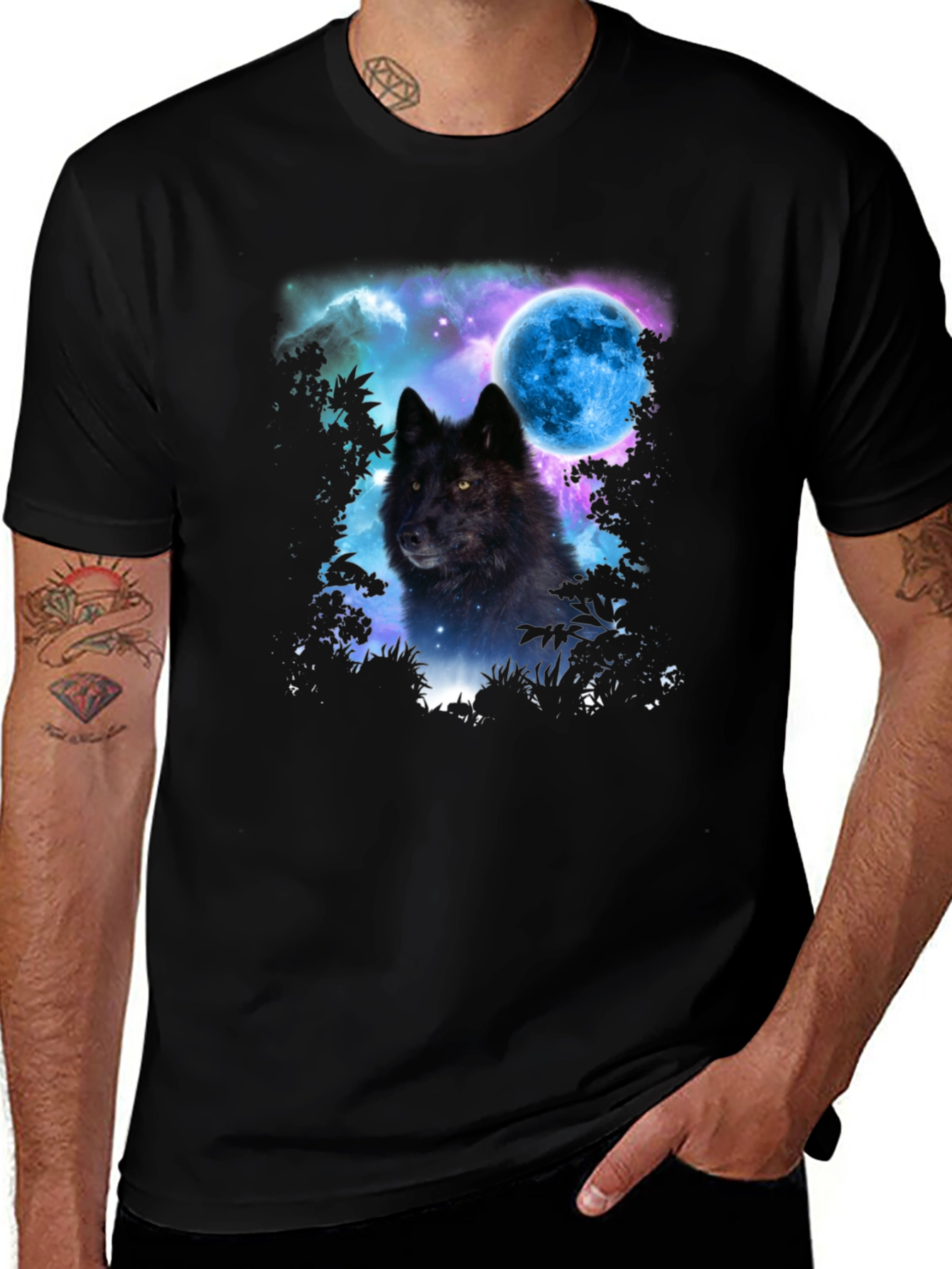 Wolf Moon Graphic Tee - Mens Black T-Shirt