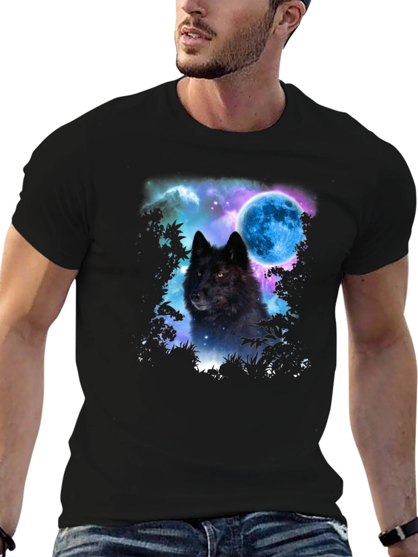 Wolf Moon Graphic Tee - Mens Black T-Shirt