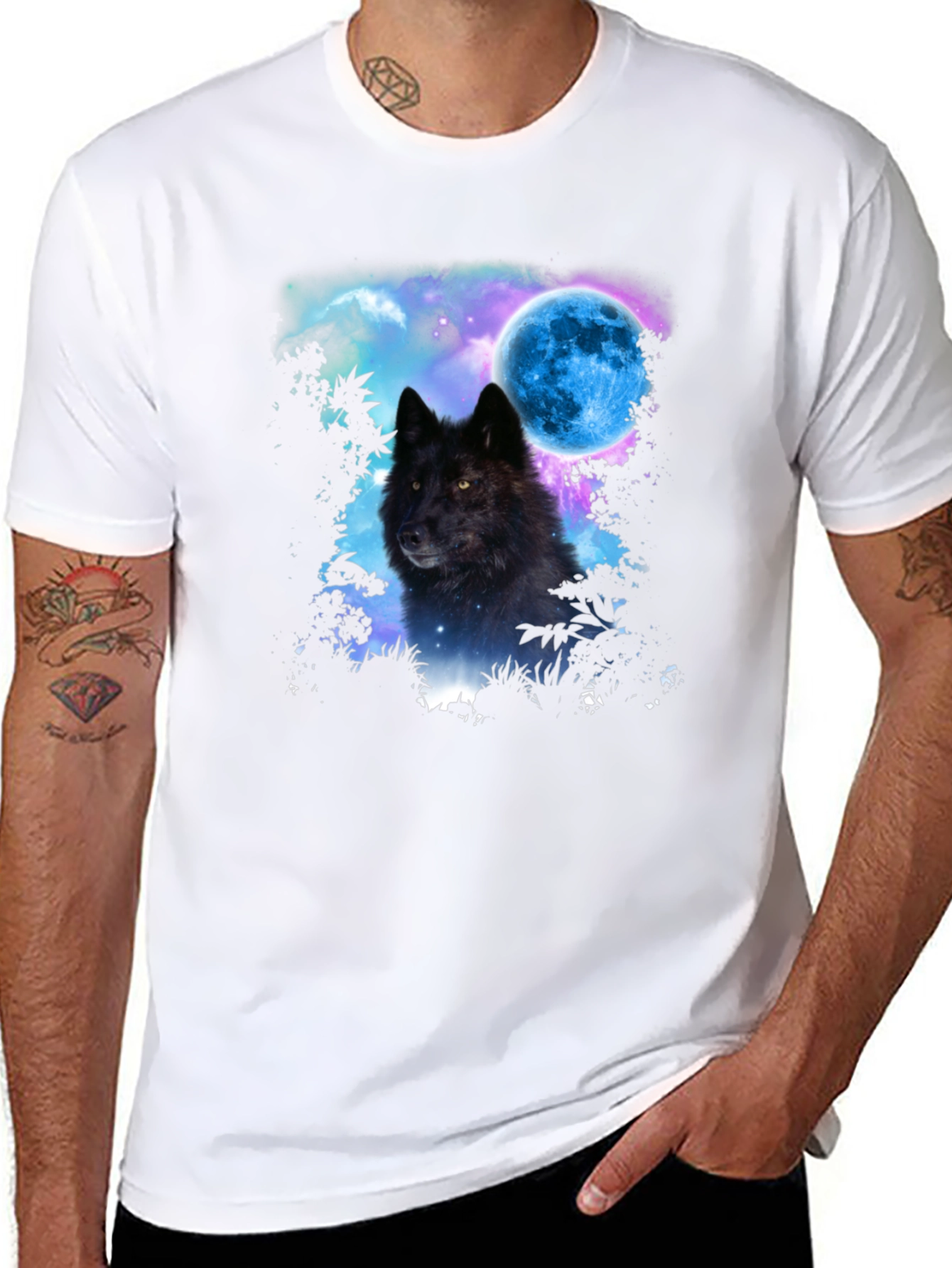 Wolf Moon Graphic Tee - Mens Black T-Shirt