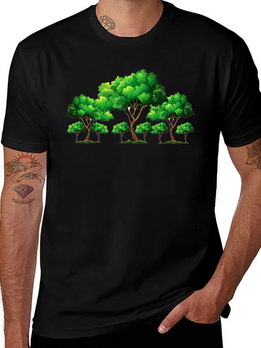 Nature Tree Graphic Print Black T-Shirt