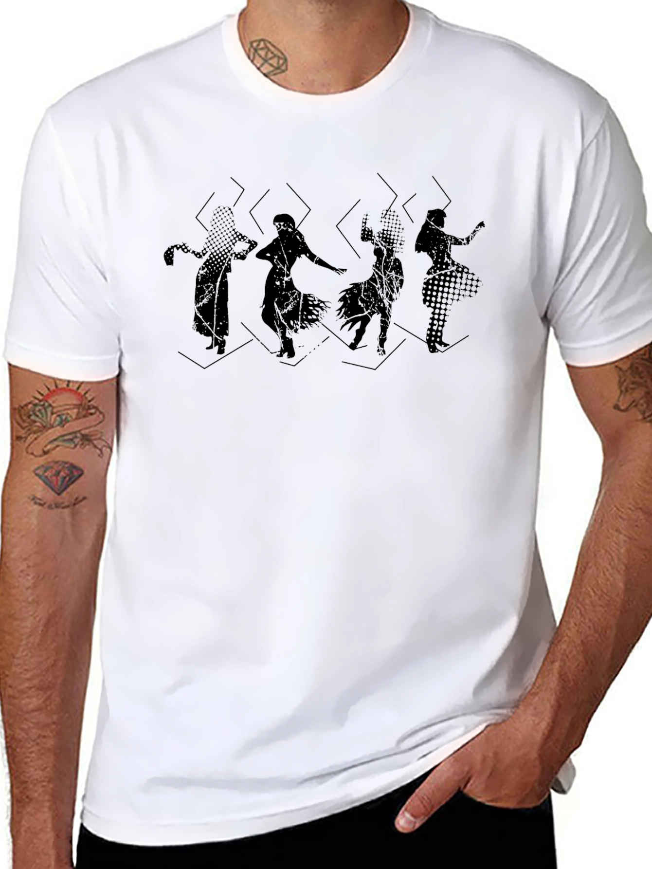 Silhouette Dance Graphic Tee - Black Cotton T-Shirt