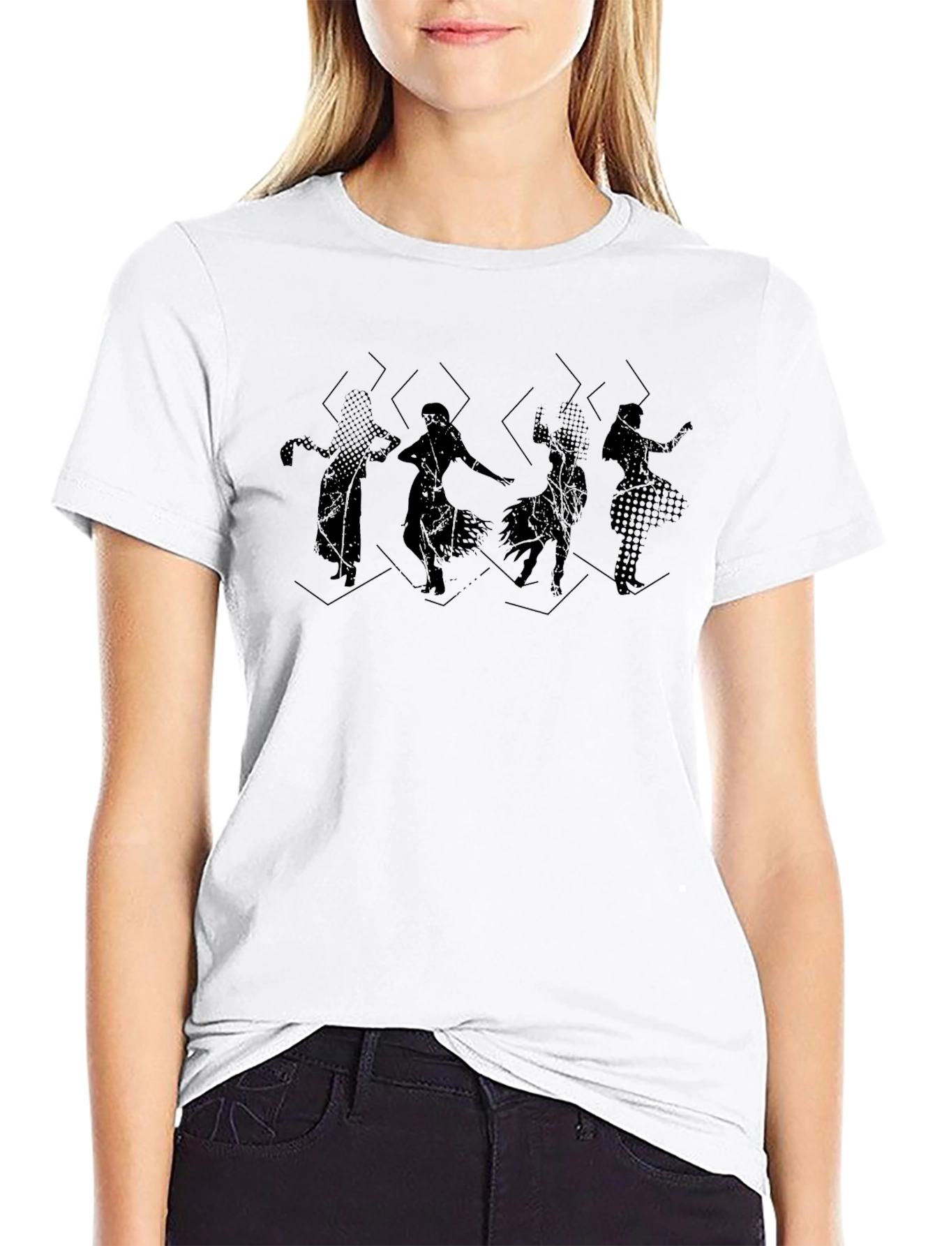 Silhouette Dance Graphic Tee - Black Cotton T-Shirt
