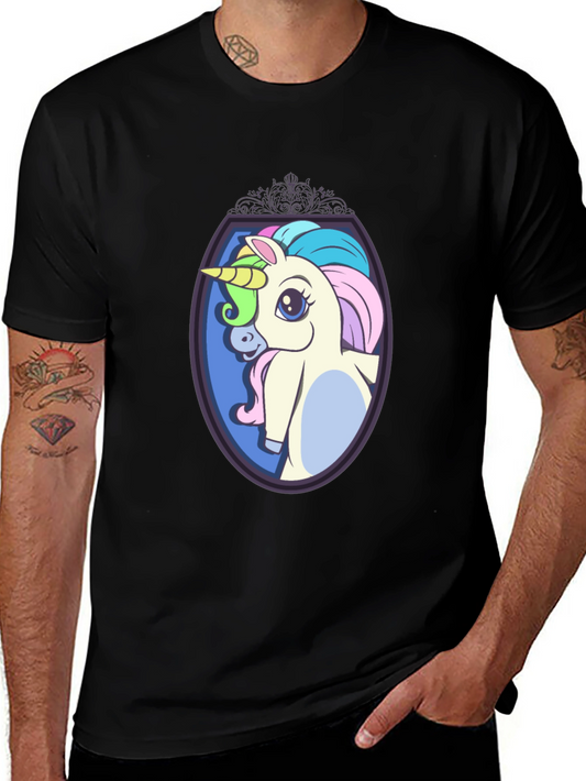 Unicorn Graphic Tee - Black Cotton Blend Shirt