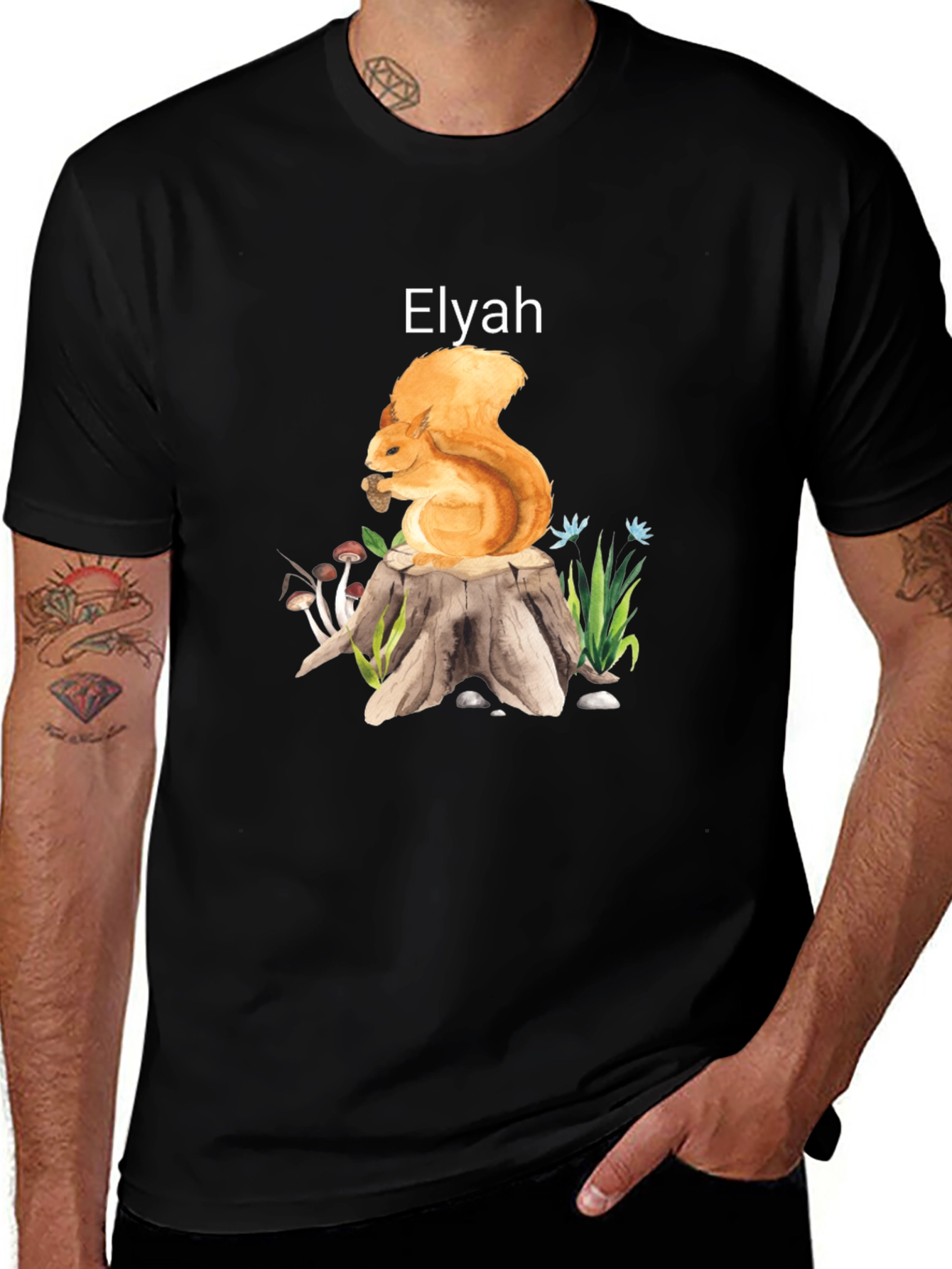 Squirrel on Tree Stump T-Shirt - Elyah