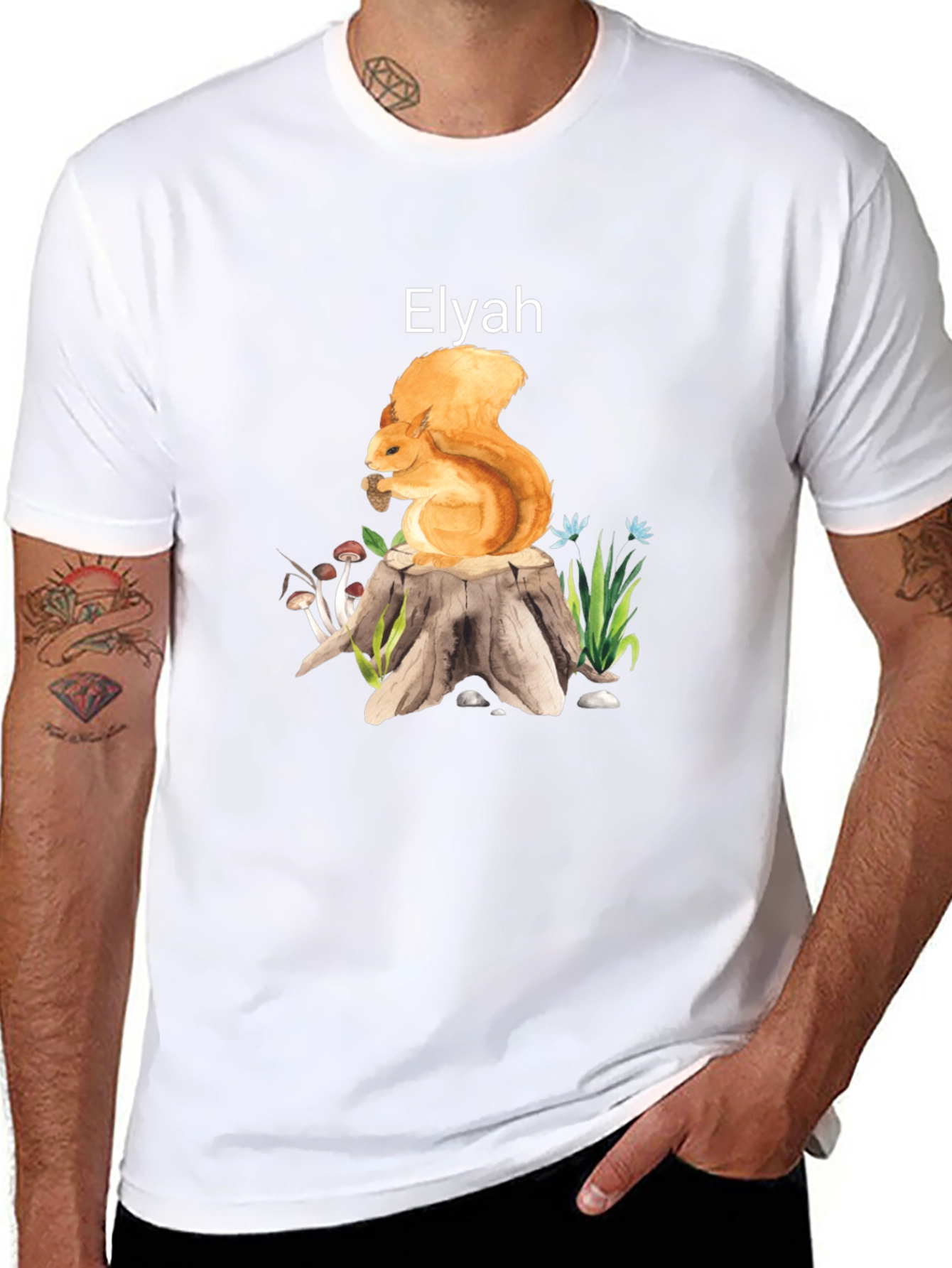 Squirrel on Tree Stump T-Shirt - Elyah