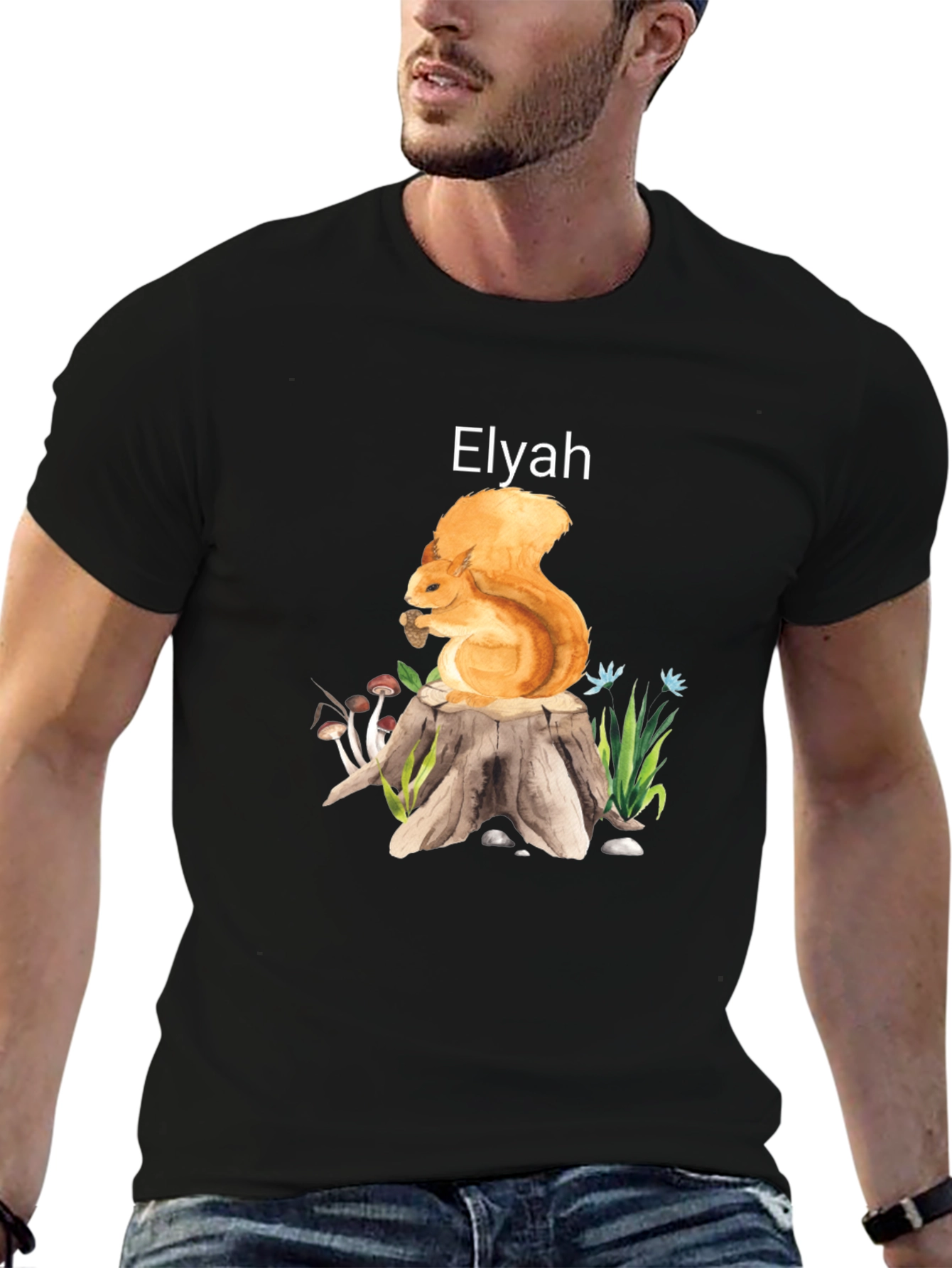 Squirrel on Tree Stump T-Shirt - Elyah