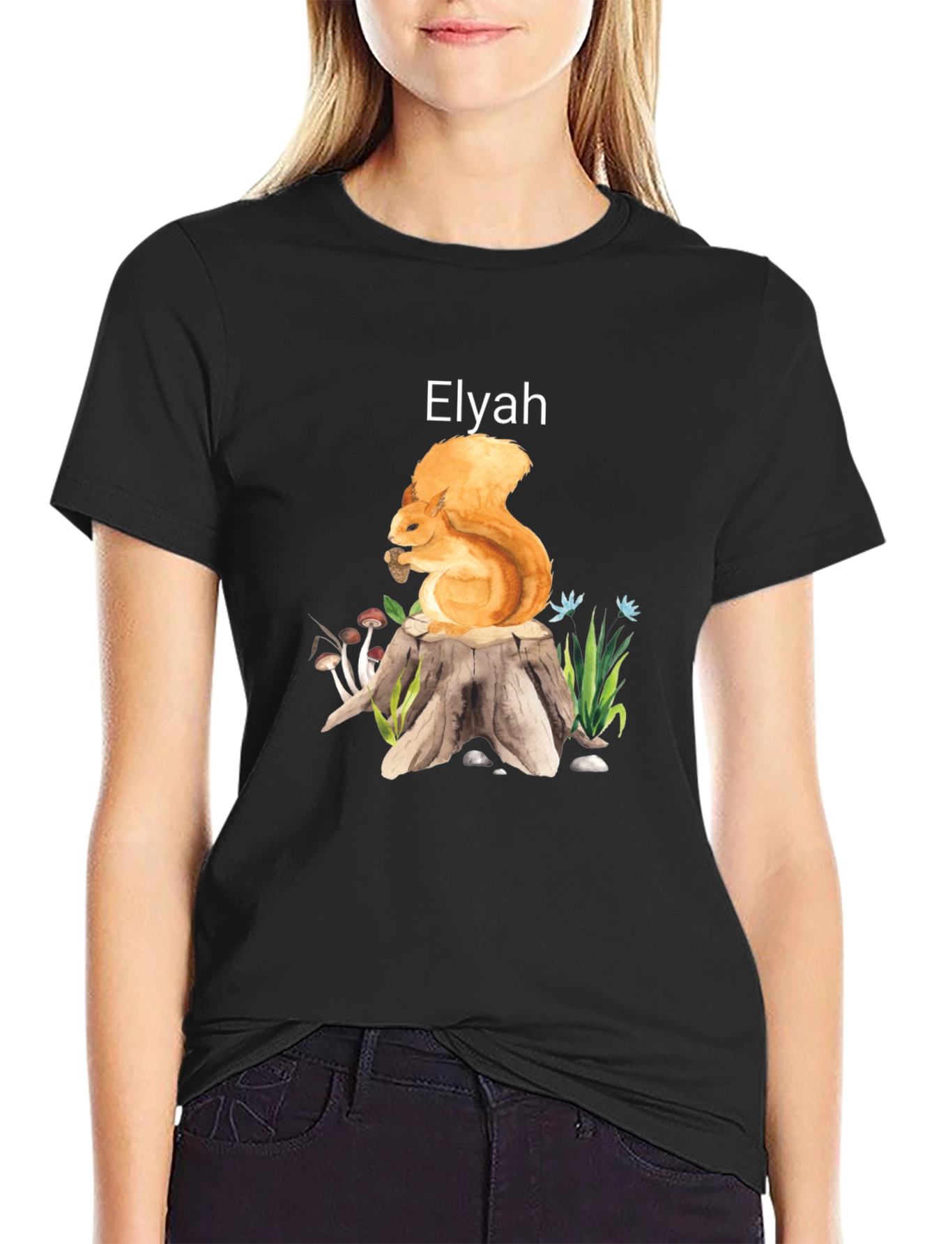 Squirrel on Tree Stump T-Shirt - Elyah