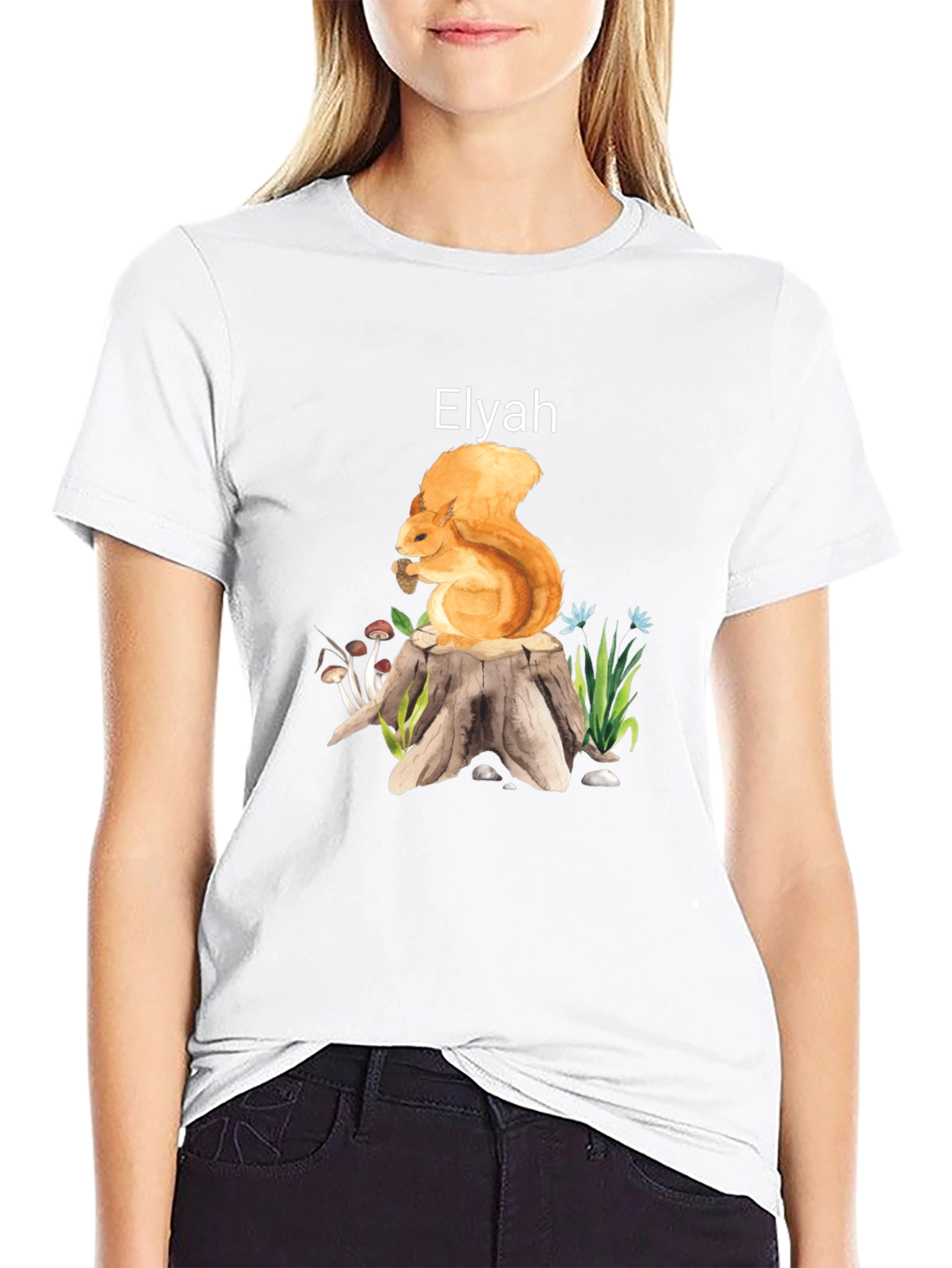 Squirrel on Tree Stump T-Shirt - Elyah