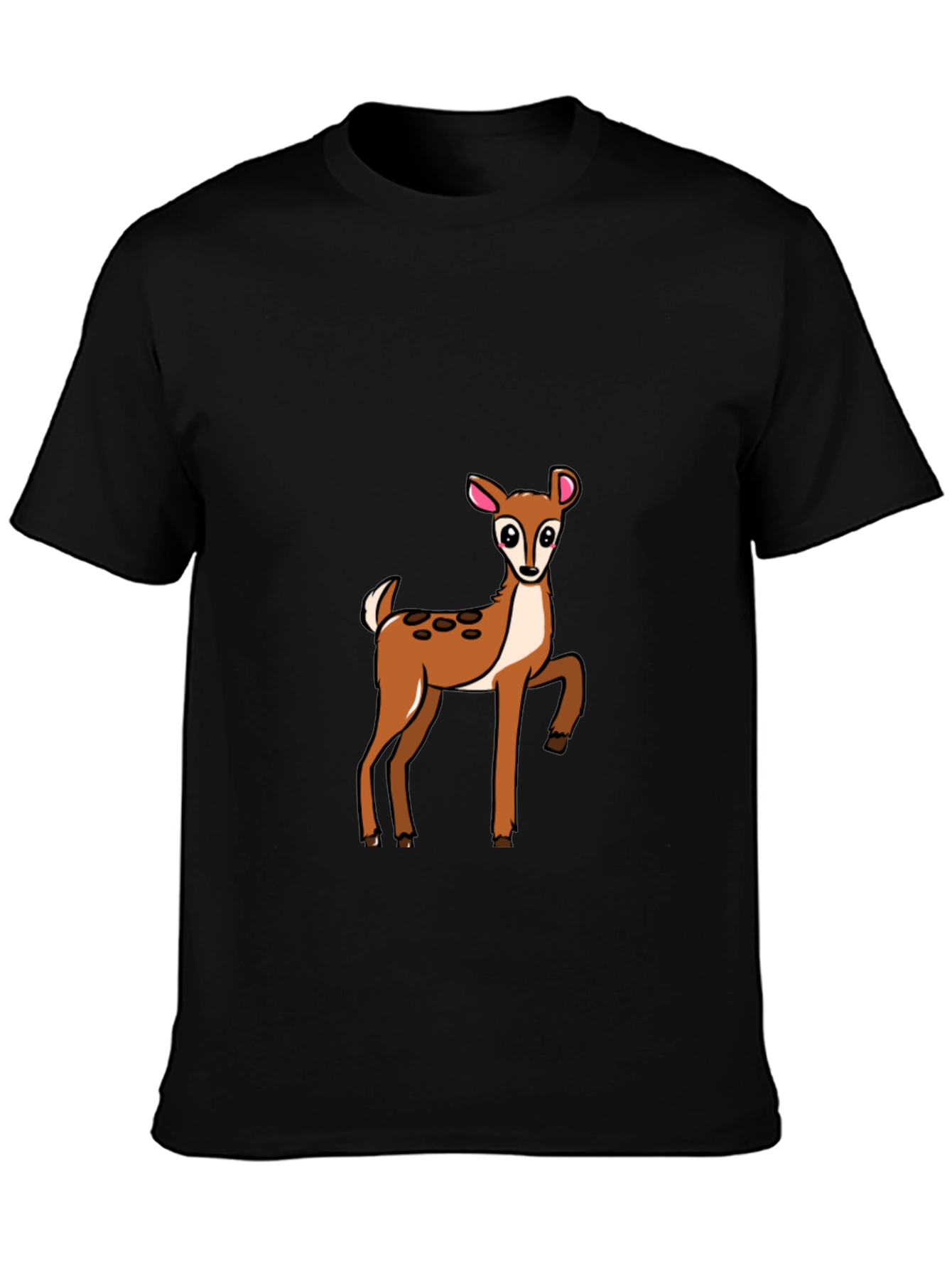 Deer Graphic Print Black Tee