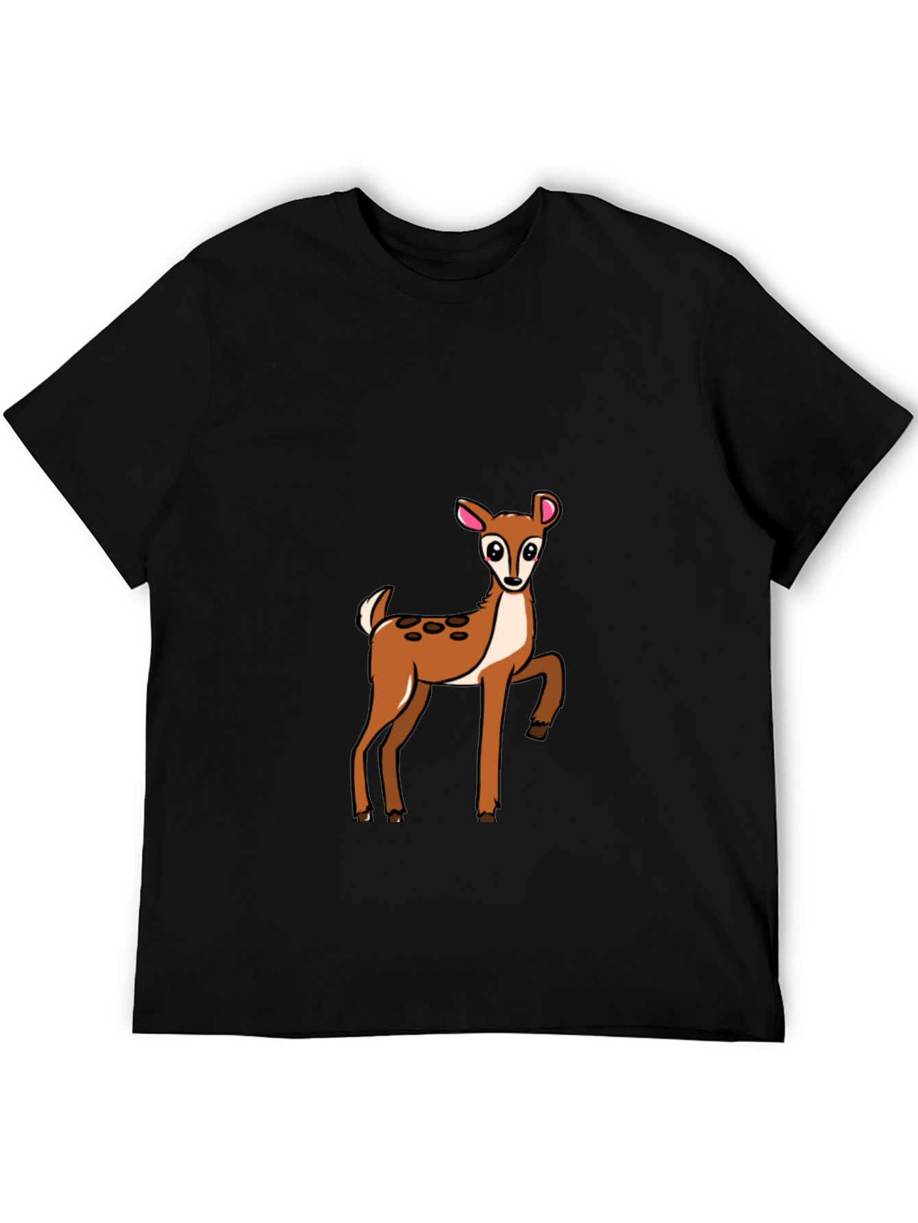 Deer Graphic Print Black Tee