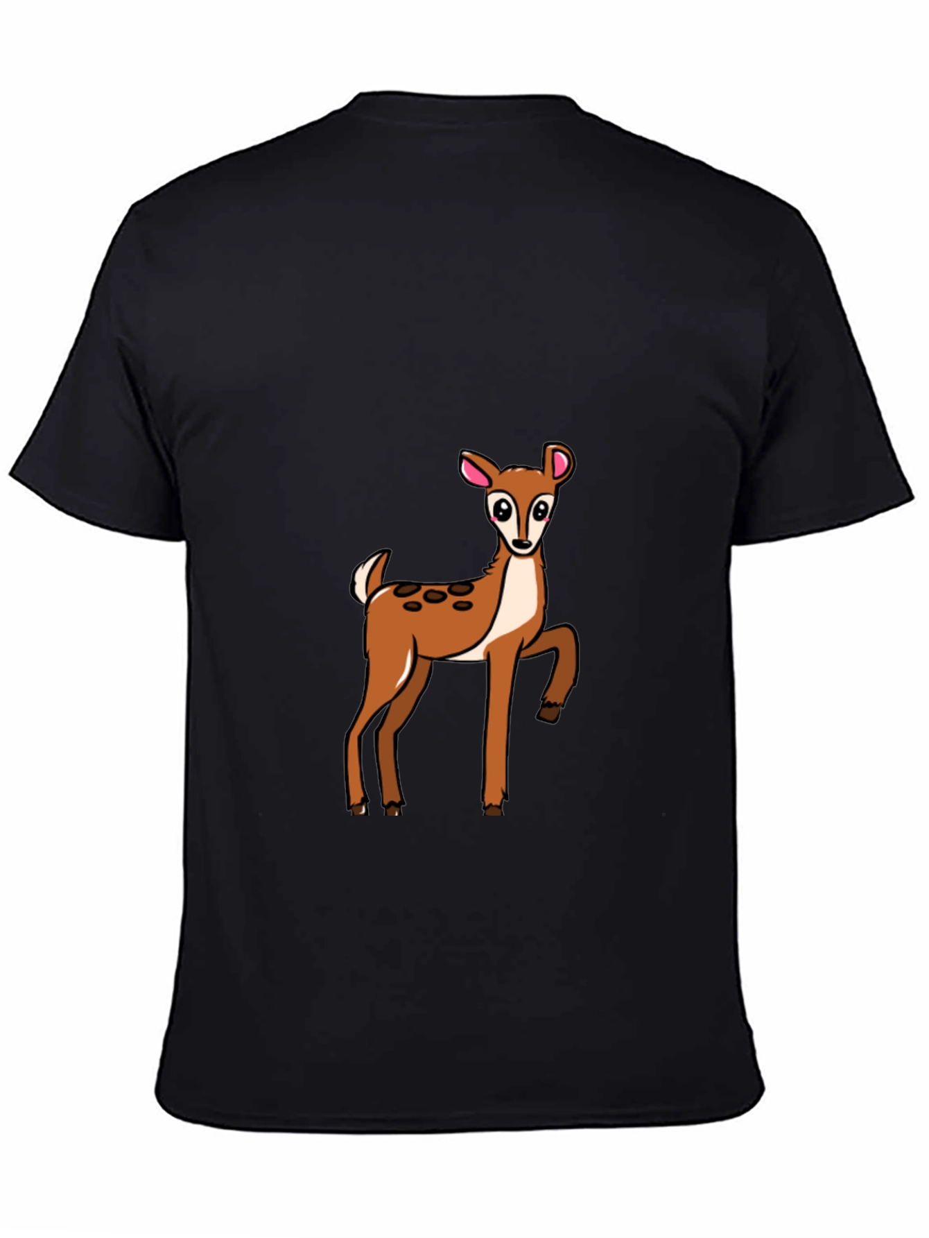 Deer Graphic Print Black Tee