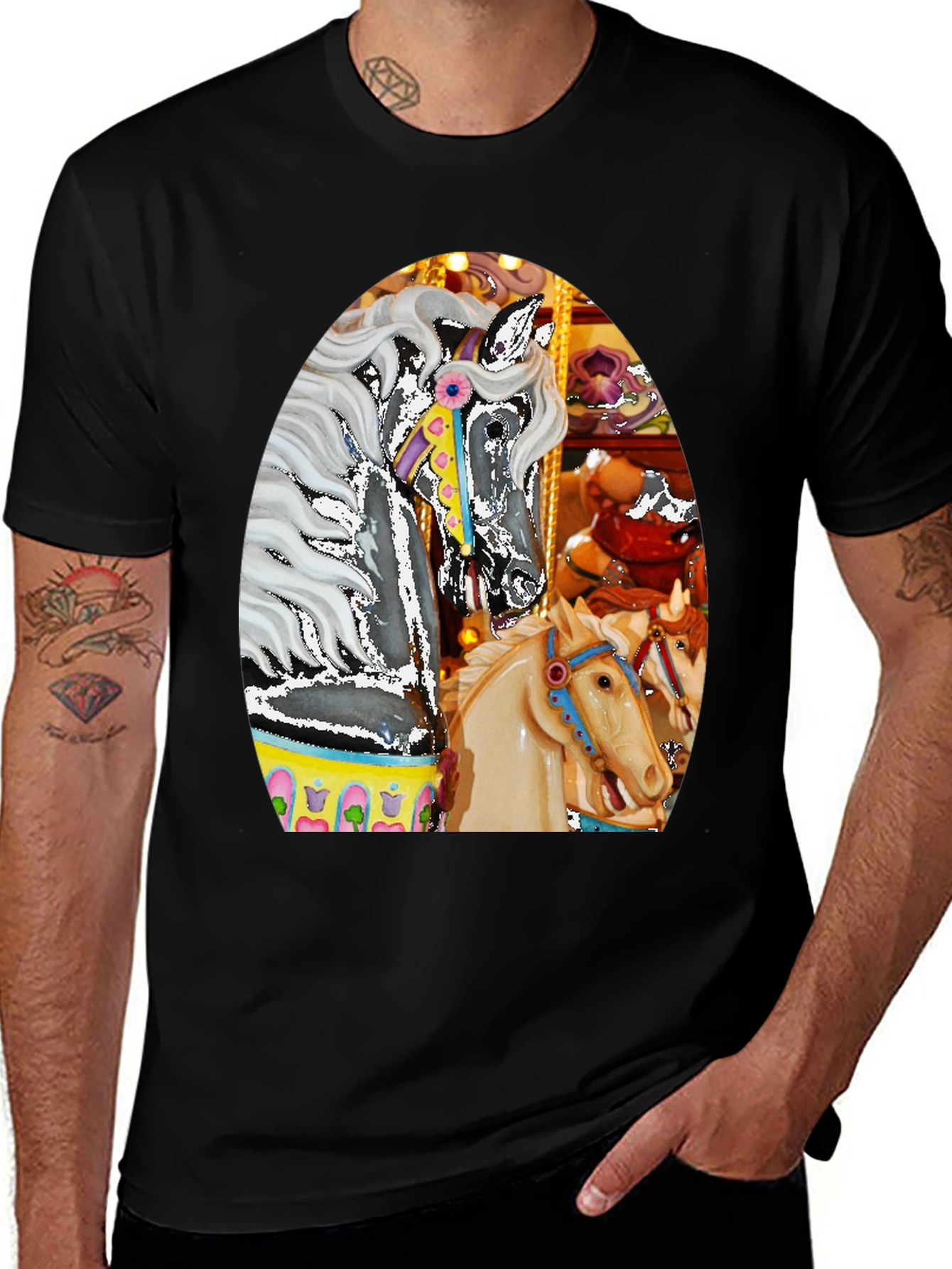 Carousel Horse Graphic Tee - Fun Fair T-Shirt