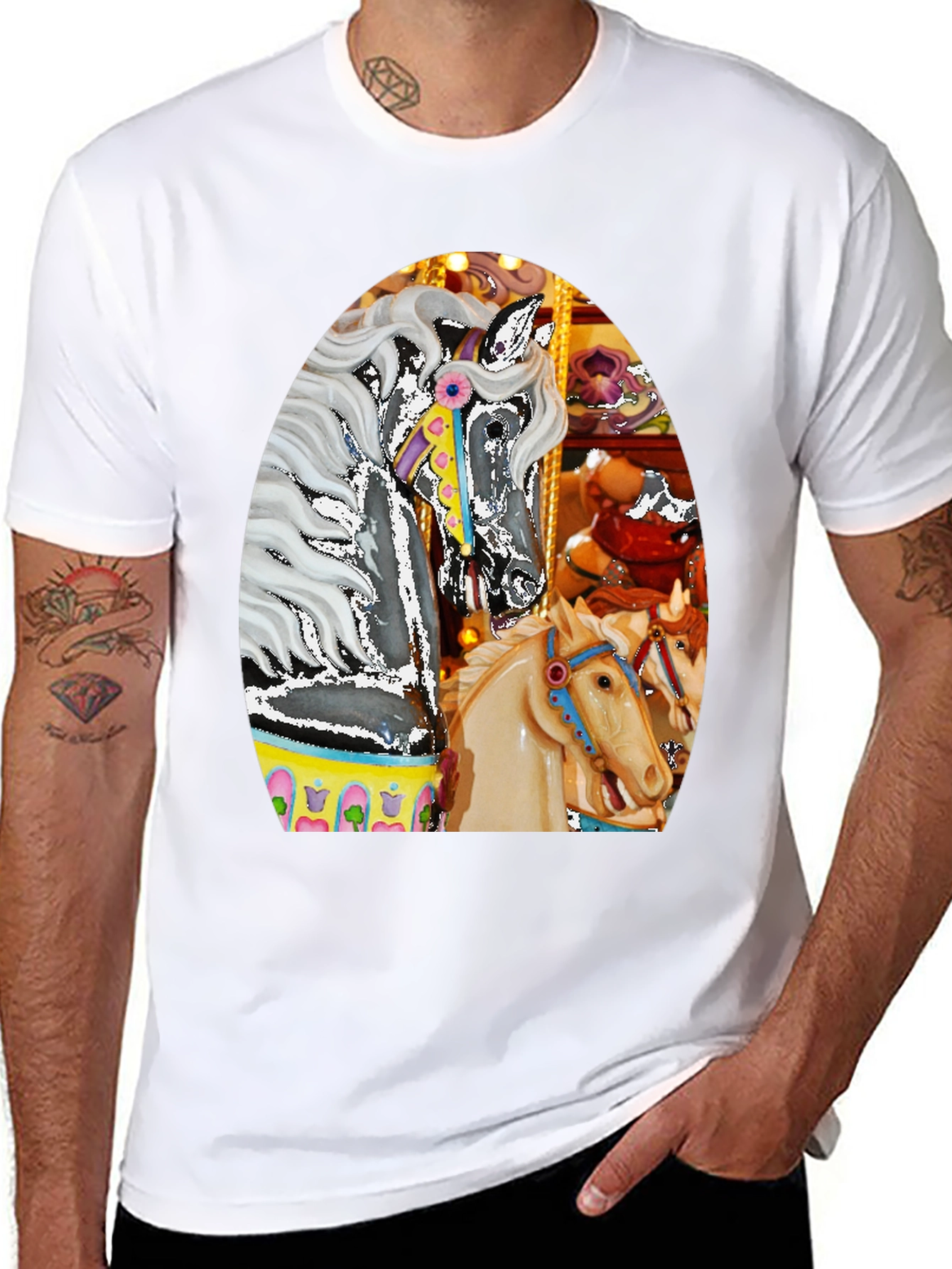 Carousel Horse Graphic Tee - Fun Fair T-Shirt
