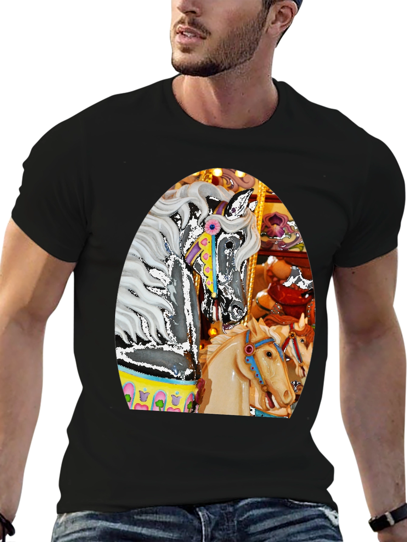 Carousel Horse Graphic Tee - Fun Fair T-Shirt