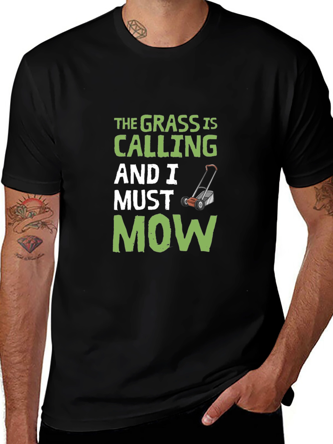 Grass Is Calling Mens Black Graphic Tee