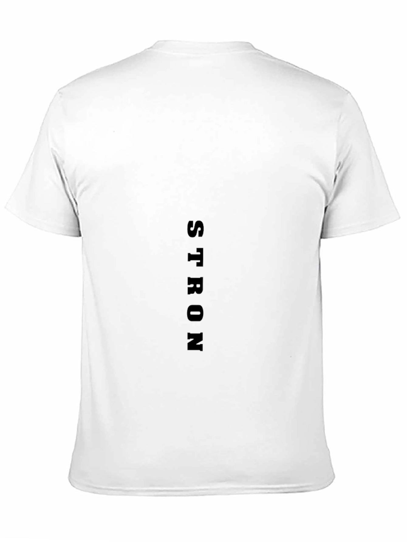 Black T-Shirt: STRON Vertical Print Casual Wear