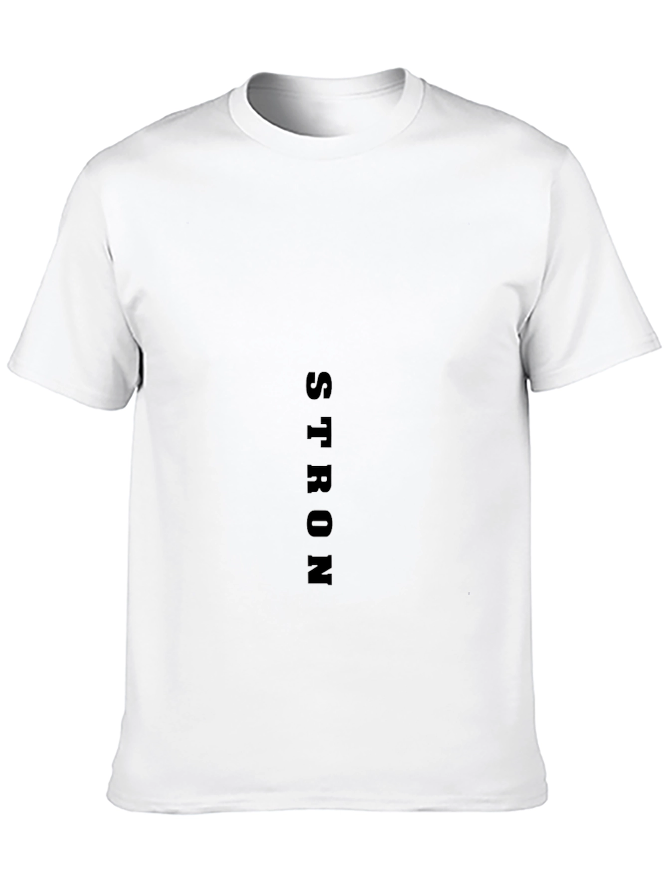 Black T-Shirt: STRON Vertical Print Casual Wear
