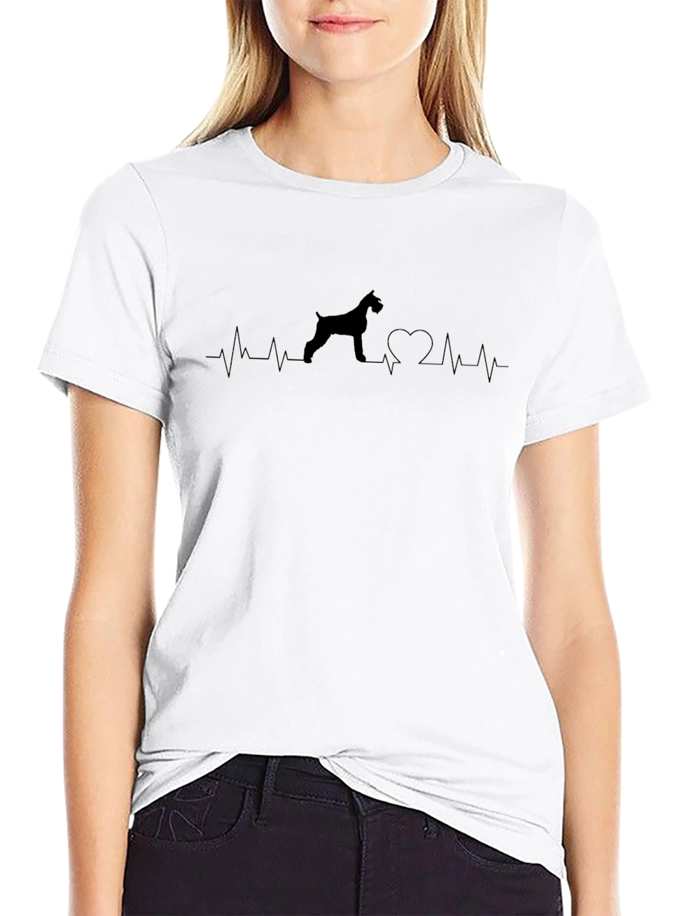 Dog Lover Heartbeat T-Shirt - Black