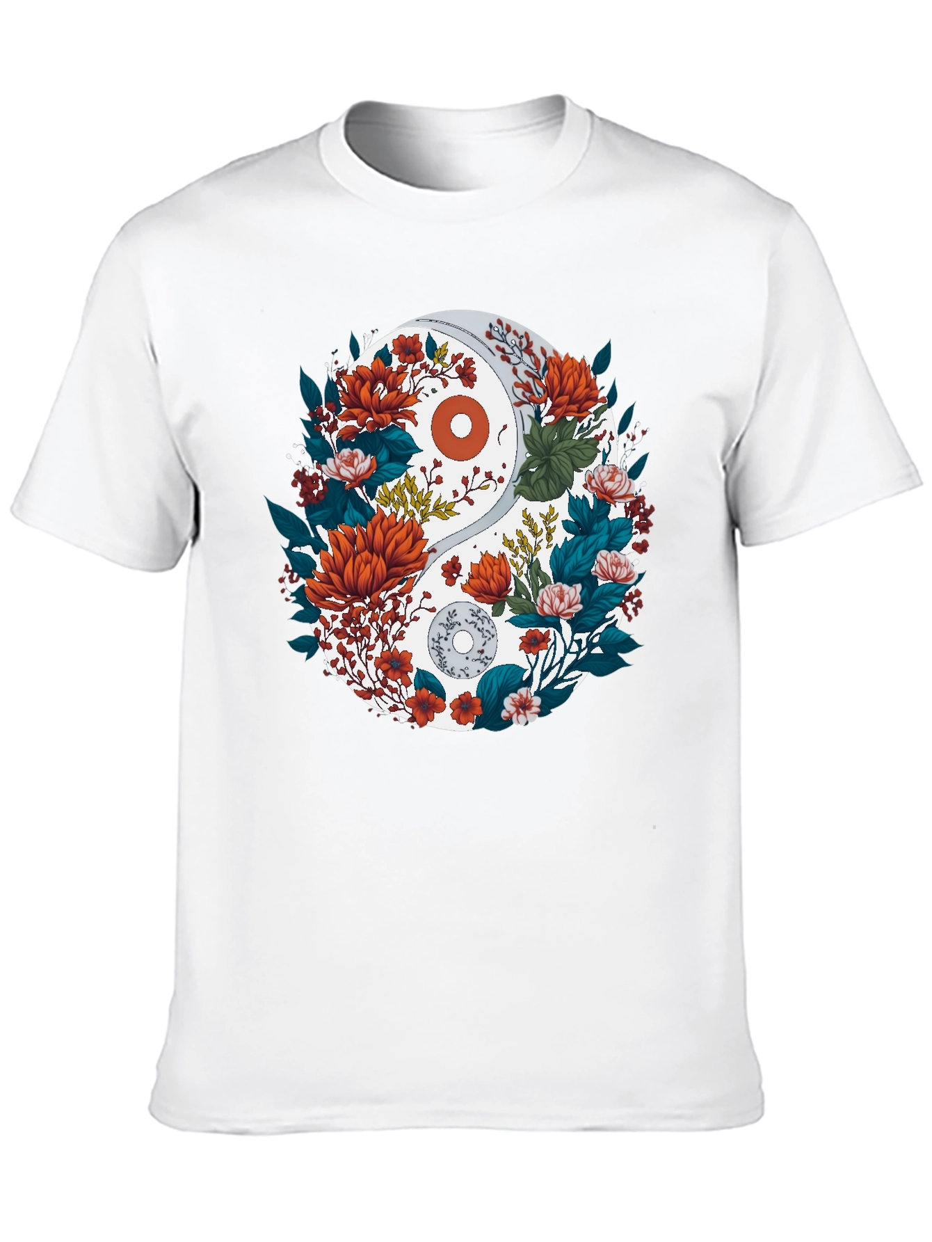 Yin Yang Floral Graphic Tee - Black