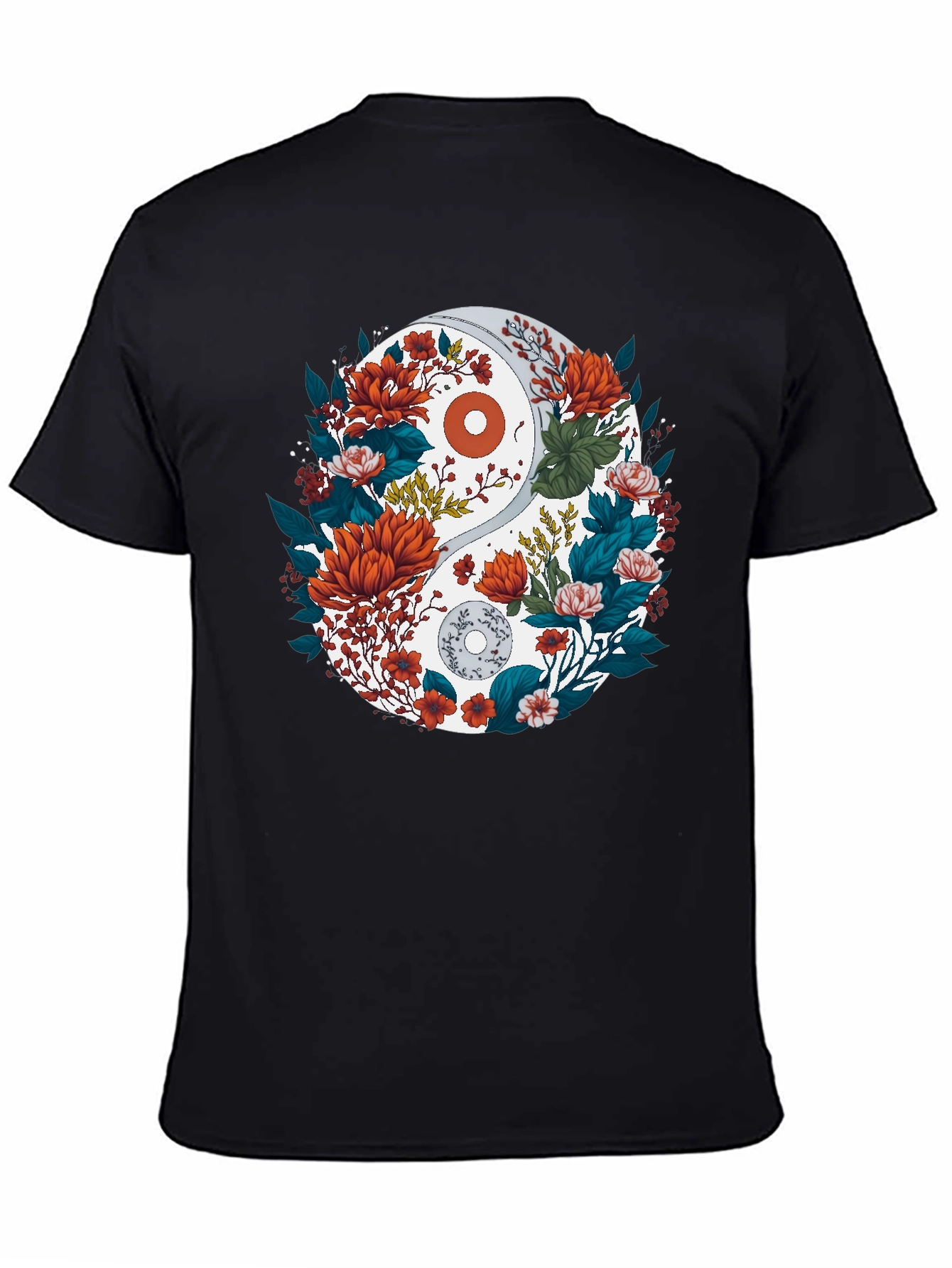 Yin Yang Floral Graphic Tee - Black